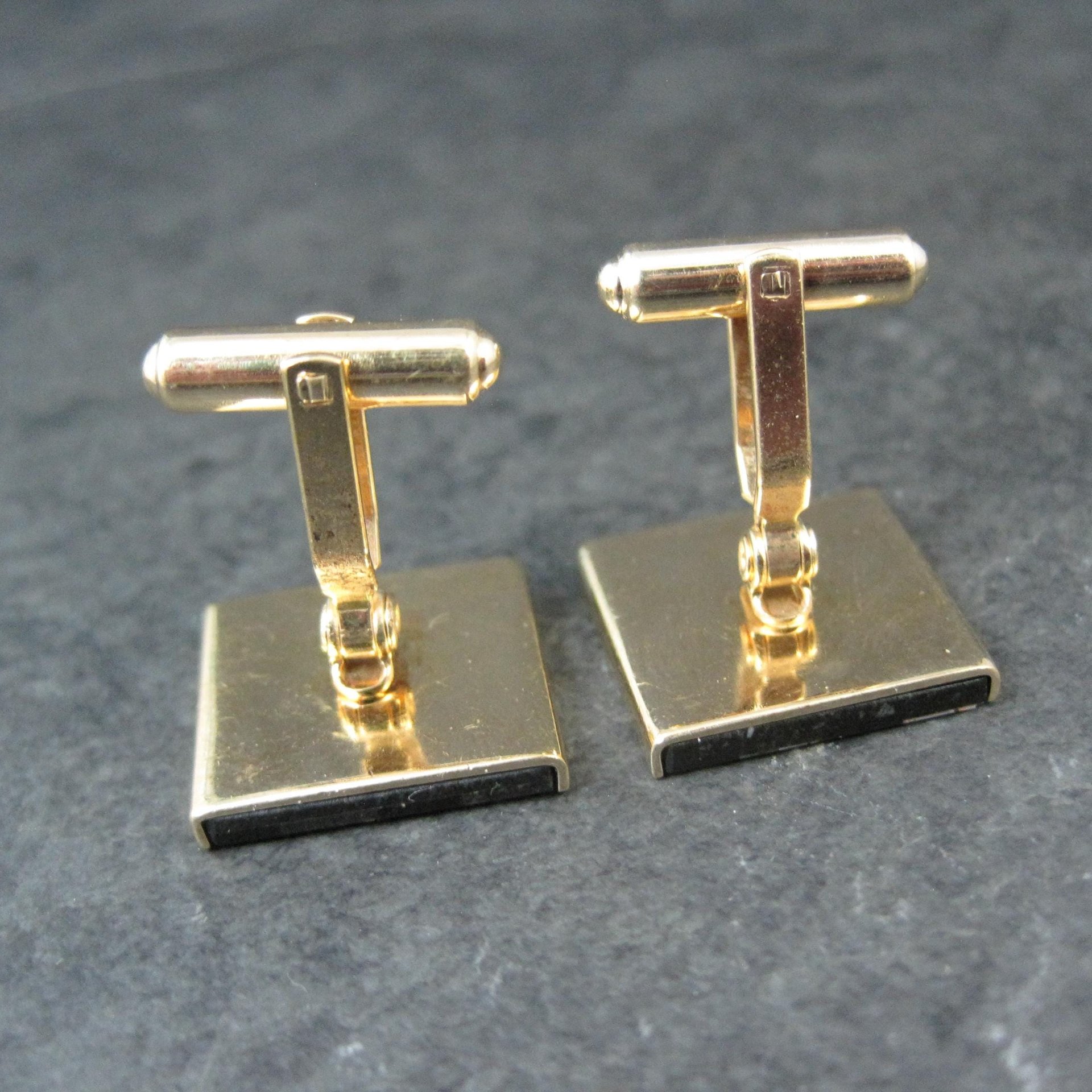 Vintage Opal and Onyx Inlaid Cufflinks