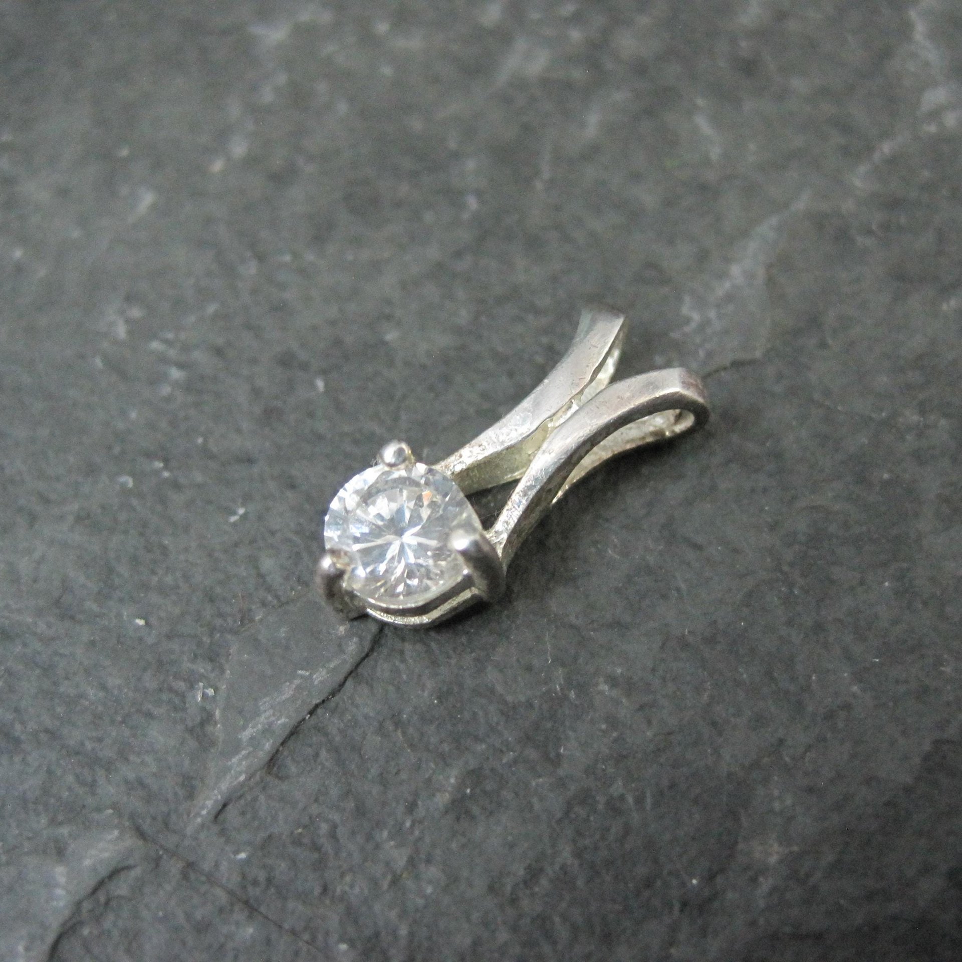 Tiny Sterling Silver Cz Pendant