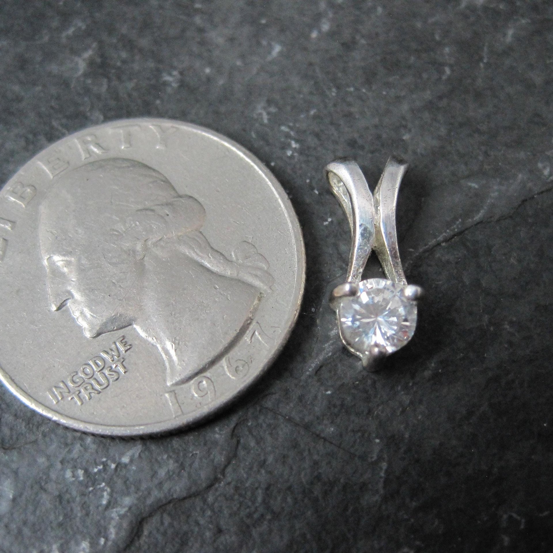 Tiny Sterling Silver Cz Pendant