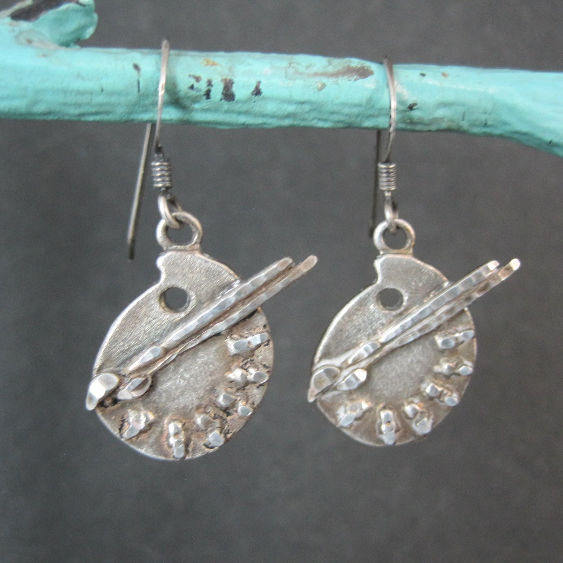 Vintage Sterling Painters Pallet Earrings