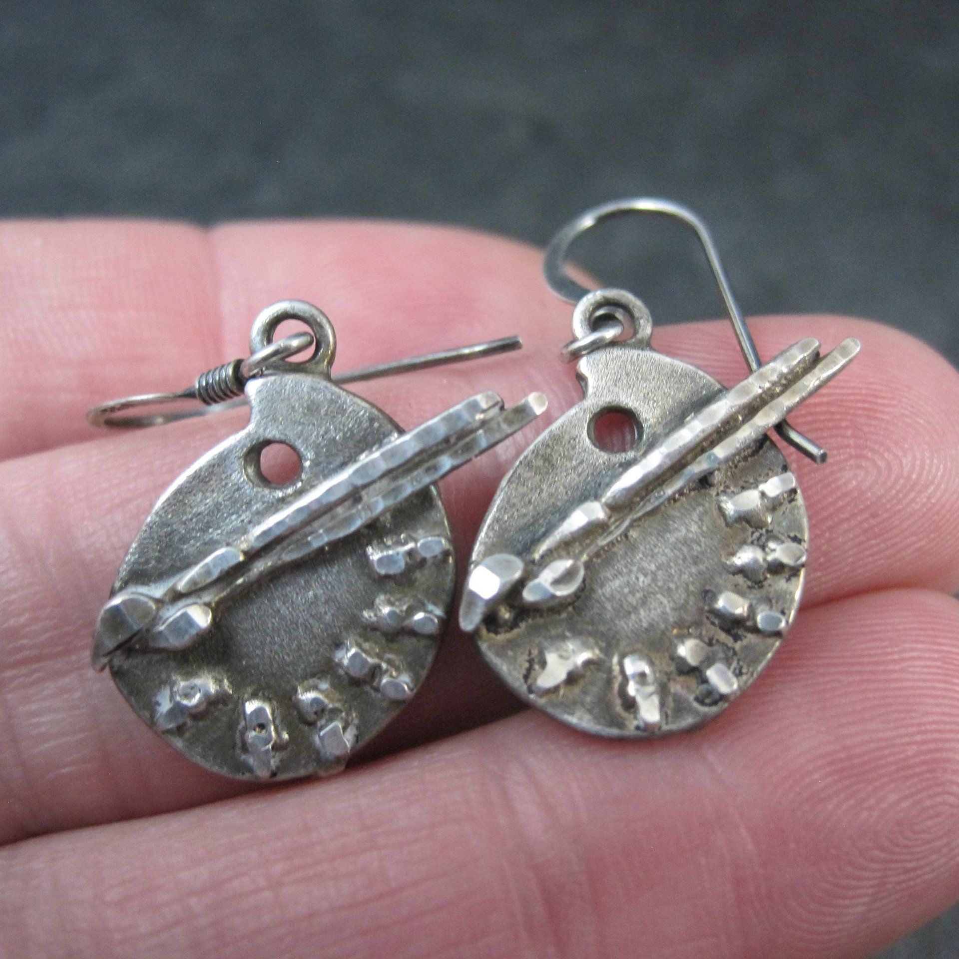 Vintage Sterling Painters Pallet Earrings