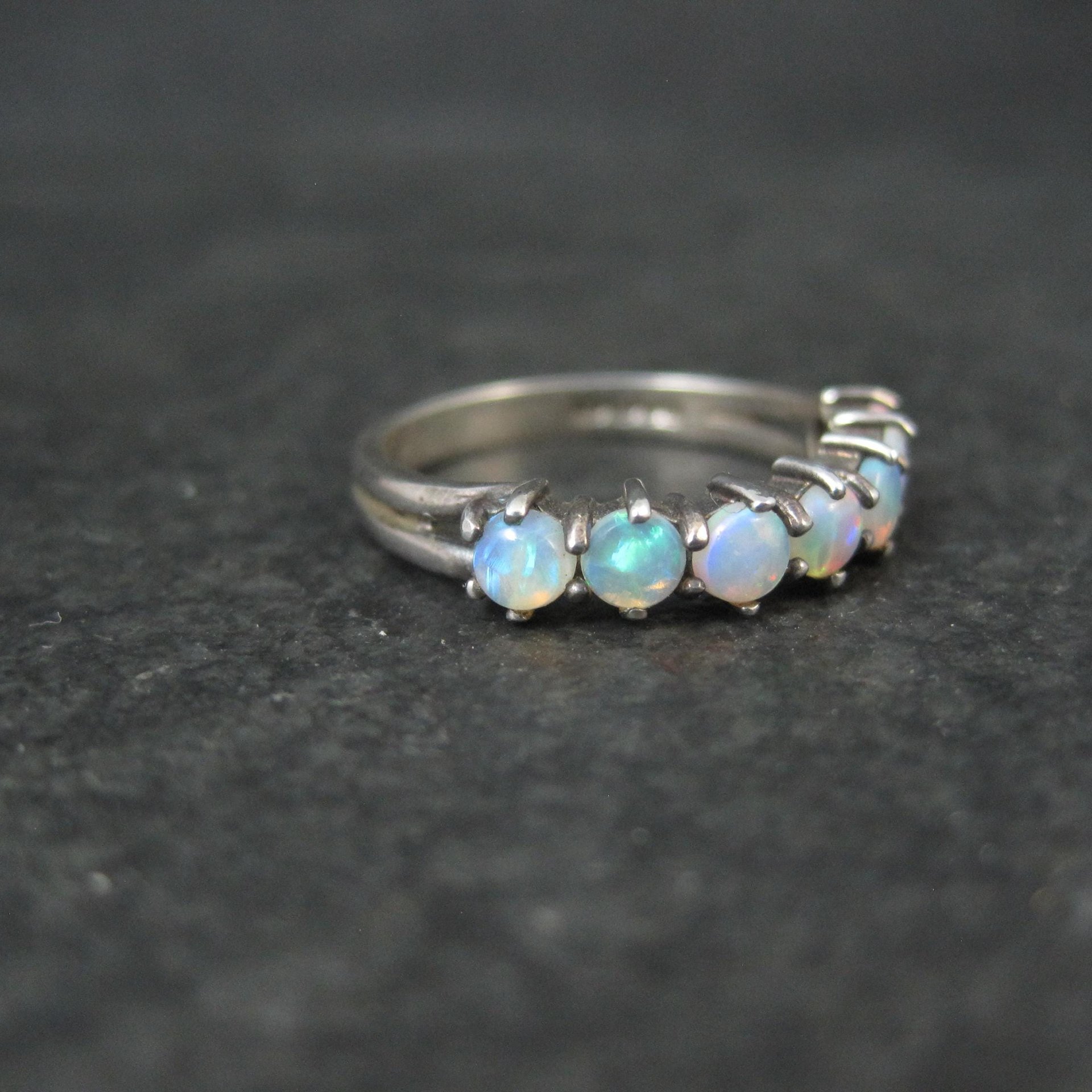 Vintage Sterling Opal Ring Size 5.5 British Silver