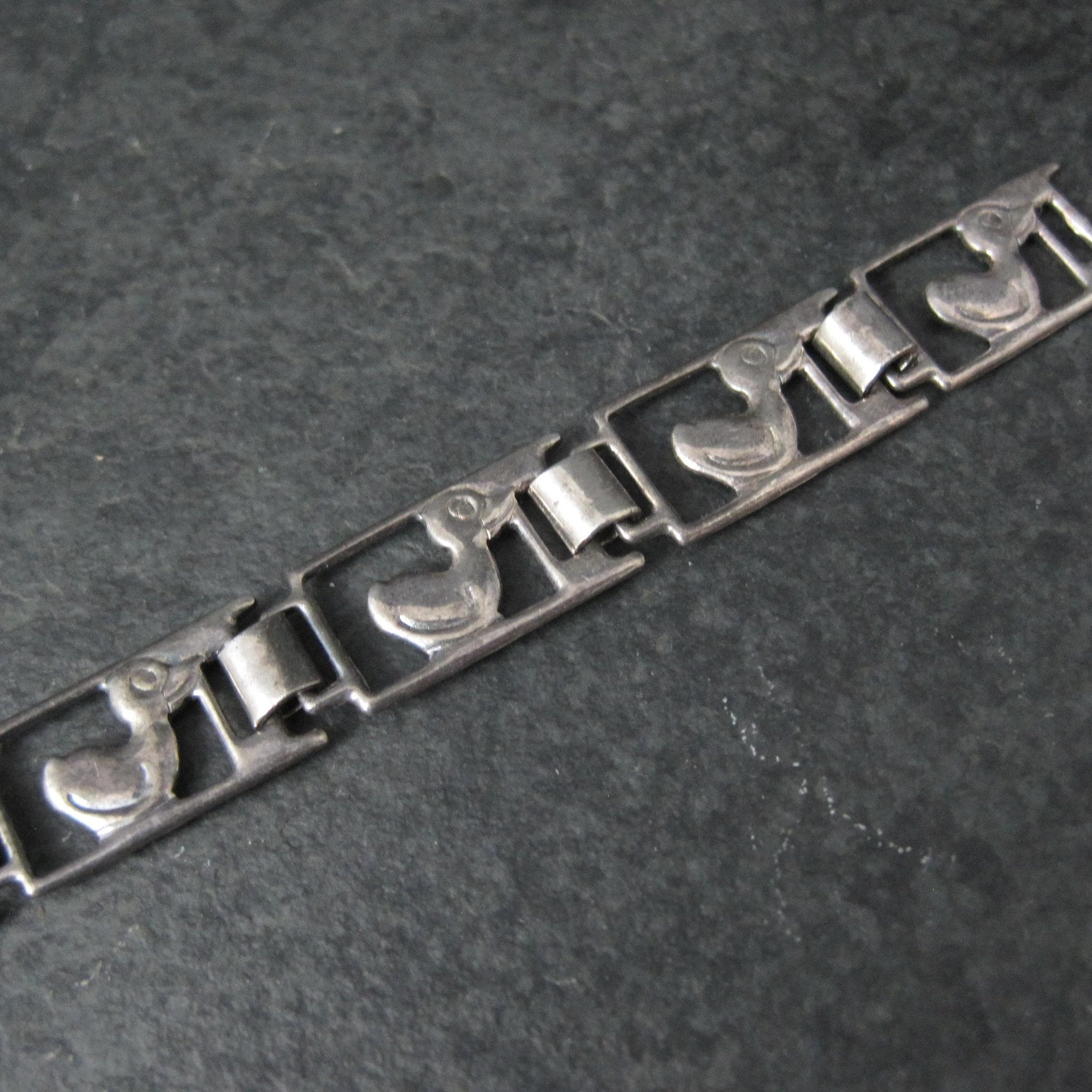 Vintage Sterling Duck Bracelet 7.25" Italian Silver