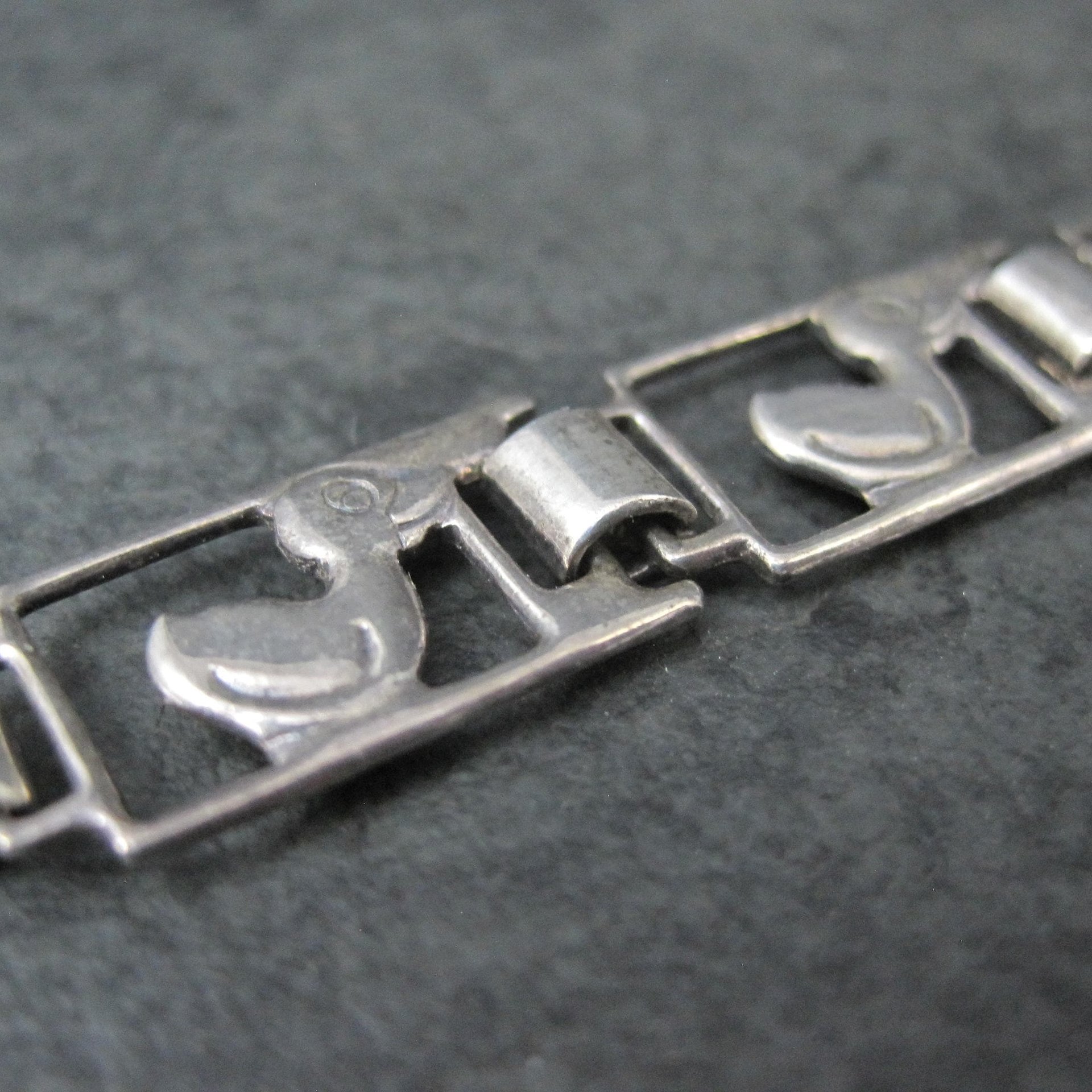Vintage Sterling Duck Bracelet 7.25" Italian Silver