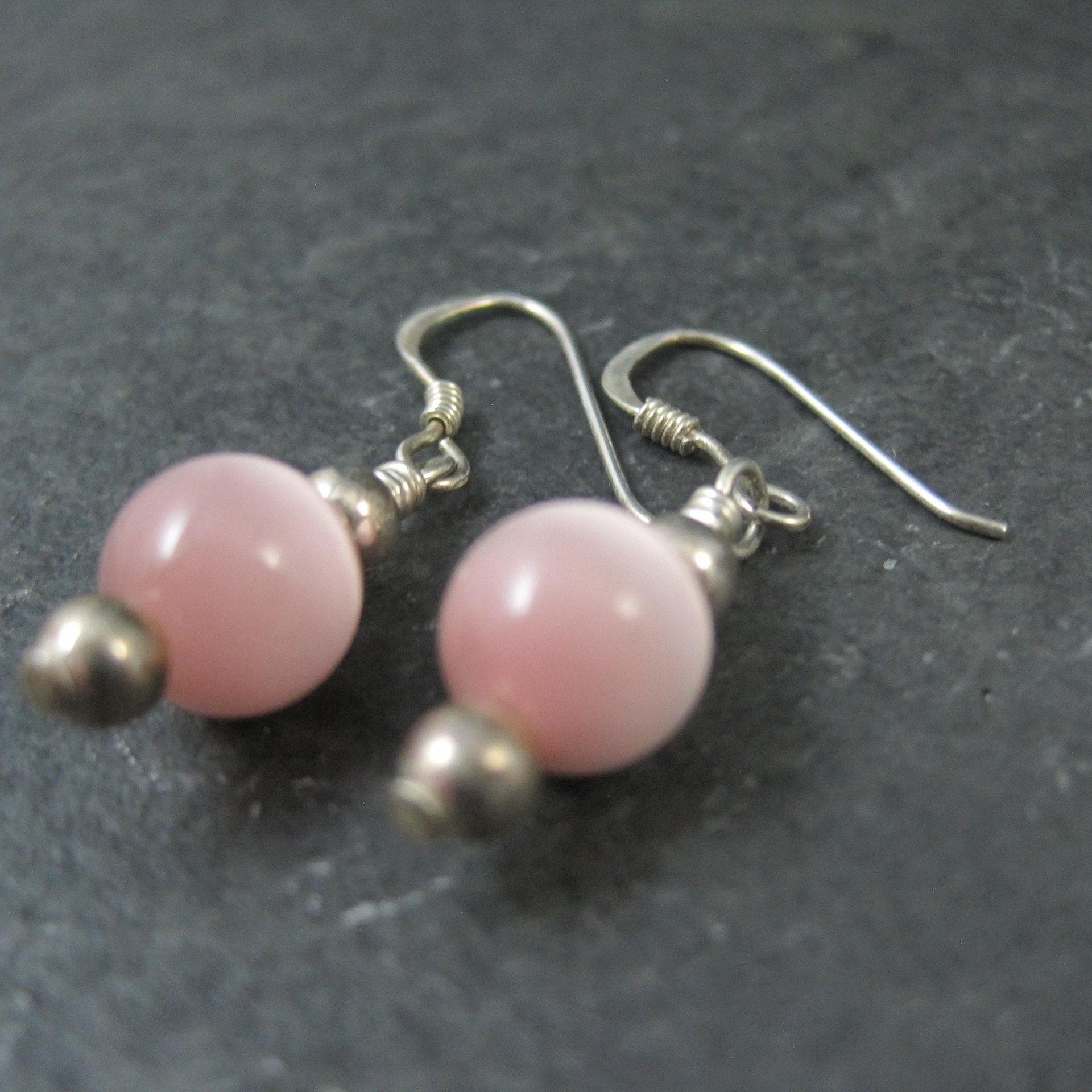 Simple Sterling Pink Cats Eye Earrings