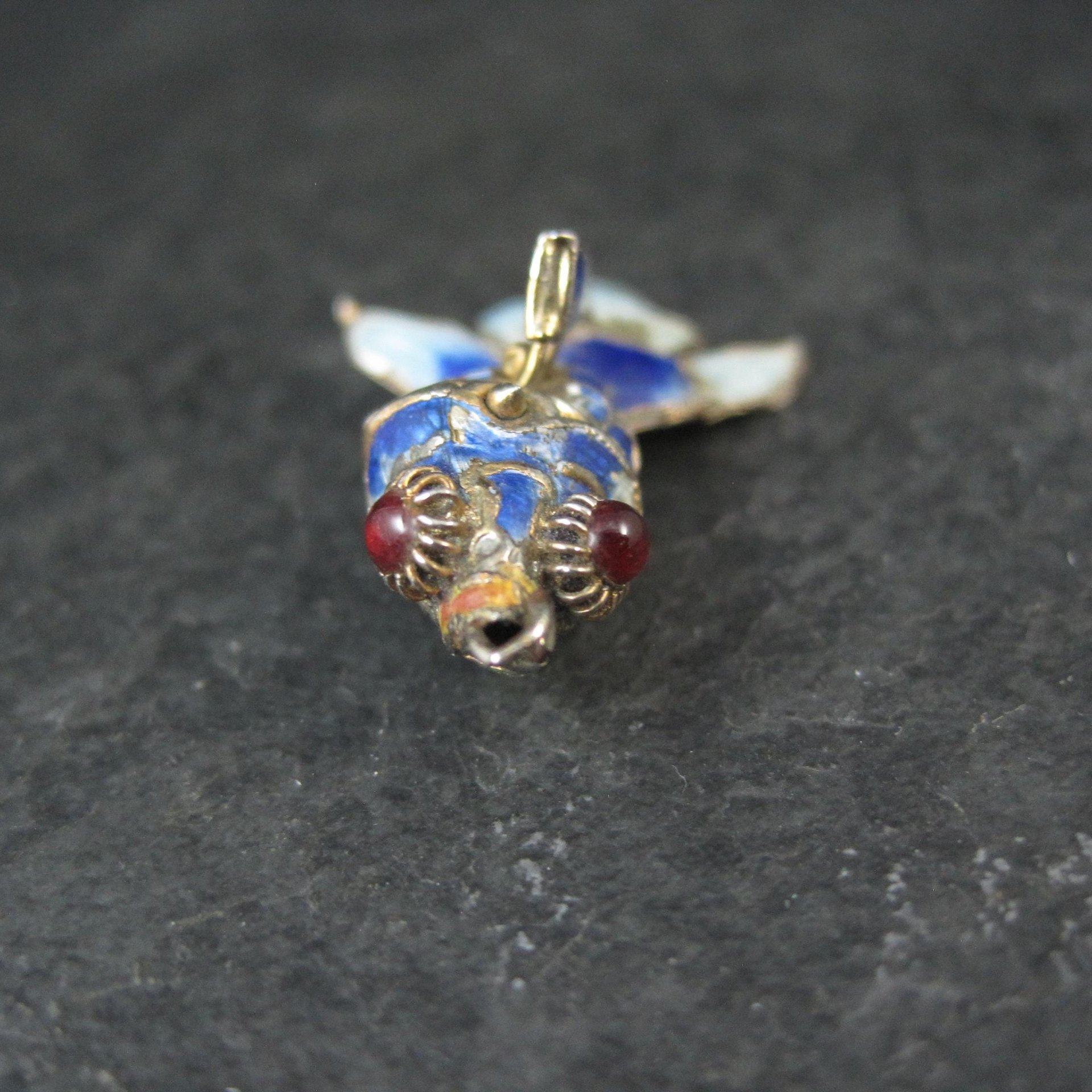 Vintage Blue Enamel Koi Fish Pendant Charms