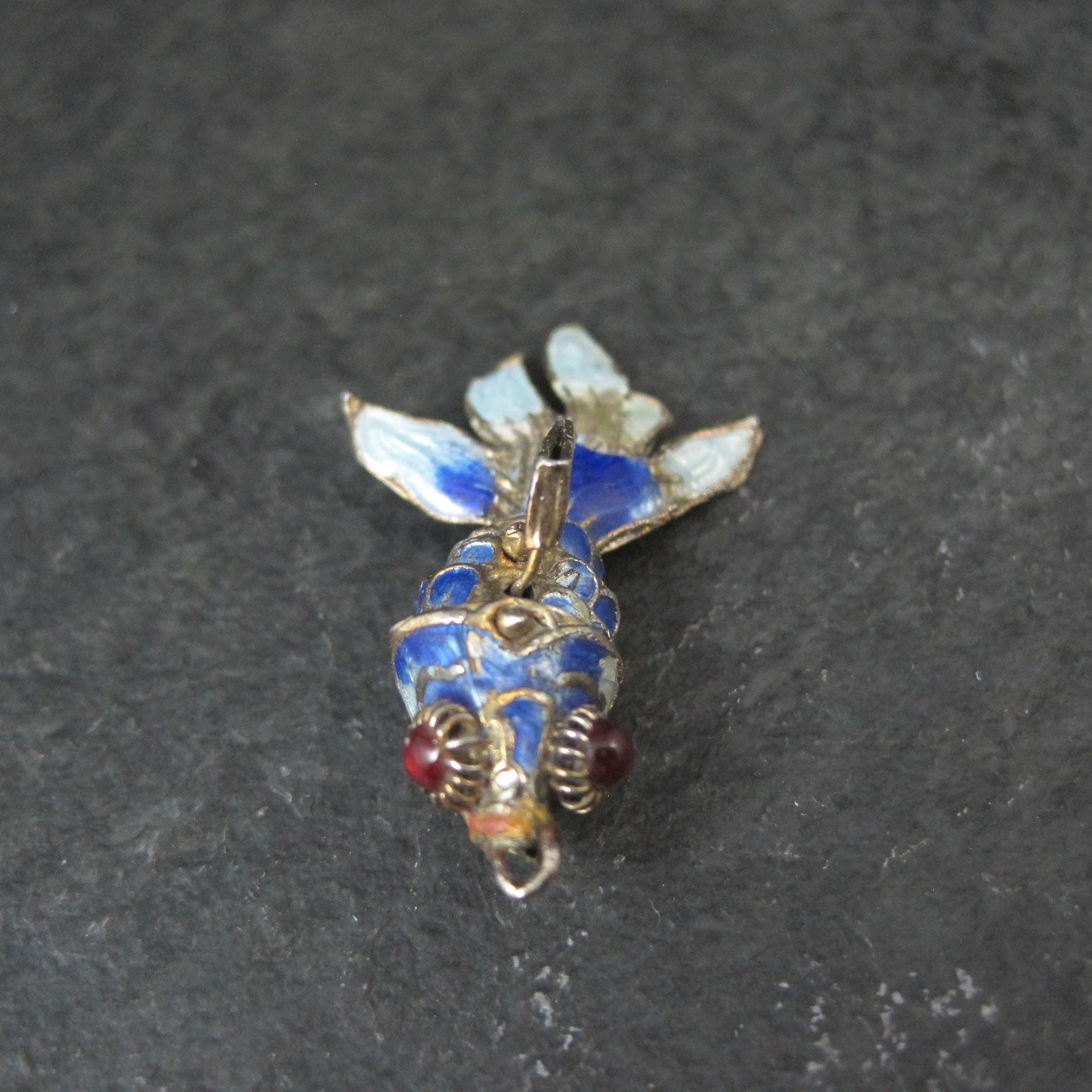 Vintage Blue Enamel Koi Fish Pendant Charms