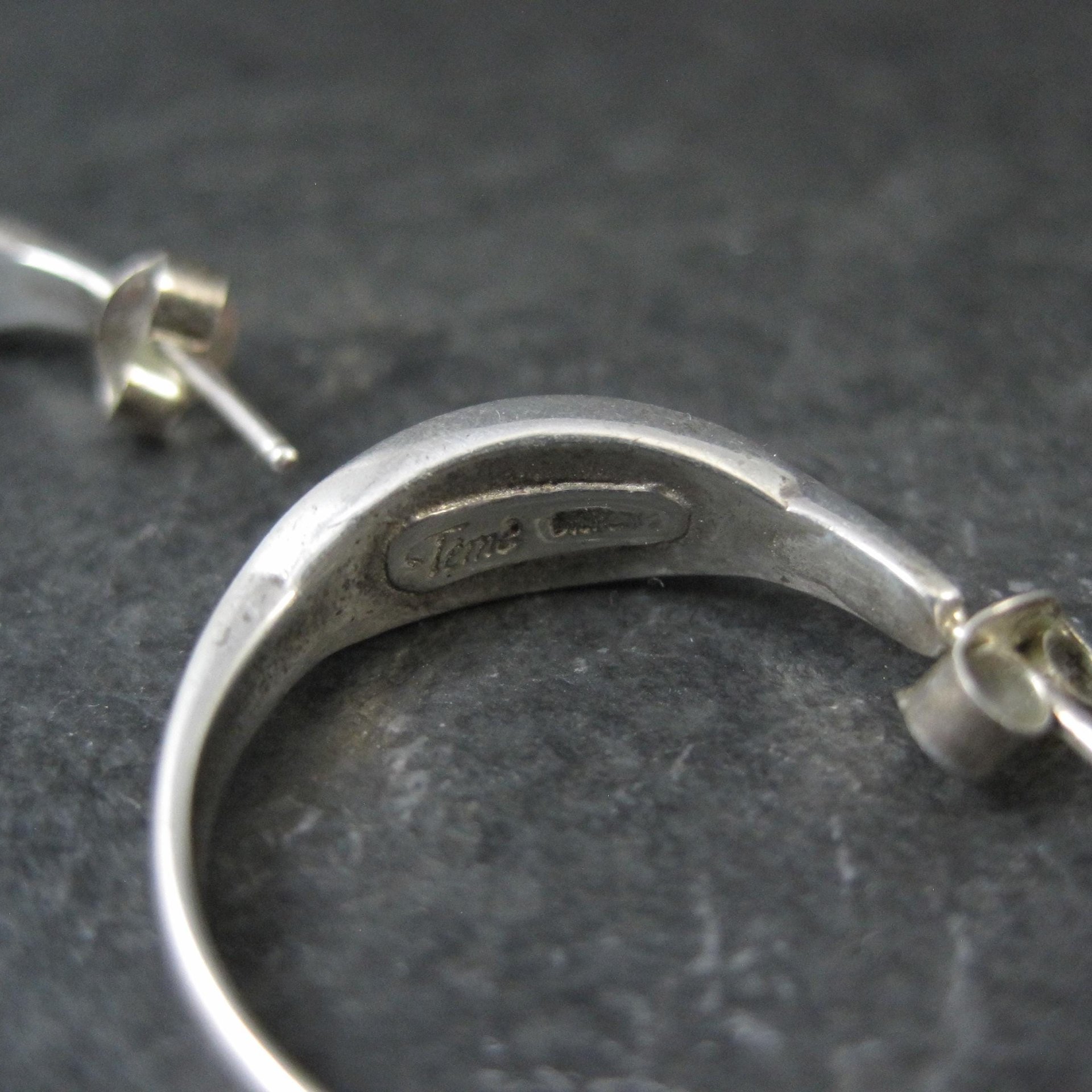 Pink Conch Shell Inlay Earrings Southwestern Sterling Signed