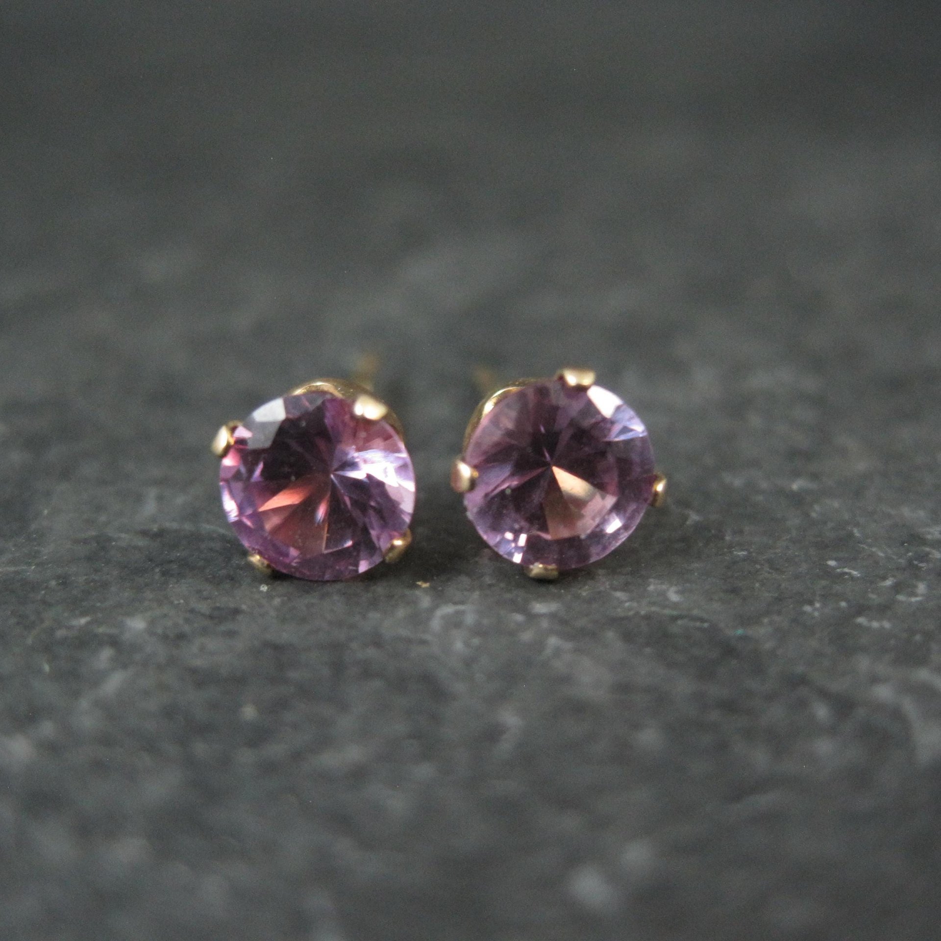 Vintage 5mm Amethyst Stud Earrings 14K Gold Filled New Old Stock