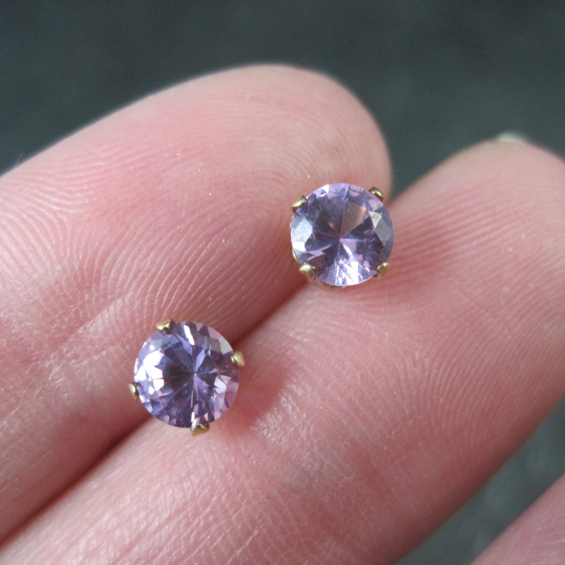Vintage 5mm Amethyst Stud Earrings 14K Gold Filled New Old Stock