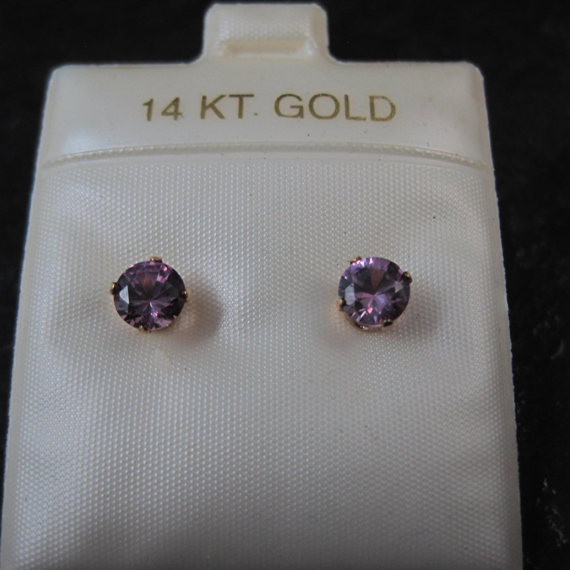 Vintage 5mm Amethyst Stud Earrings 14K Gold Filled New Old Stock
