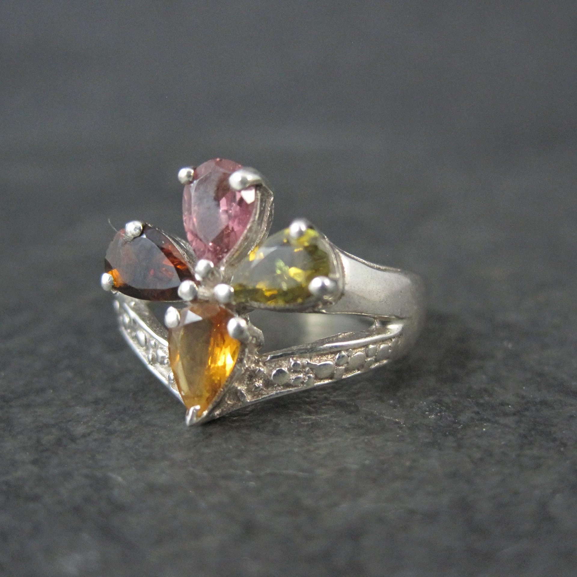 Multi Colored Tourmaline Ring Size 6 Sterling Silver