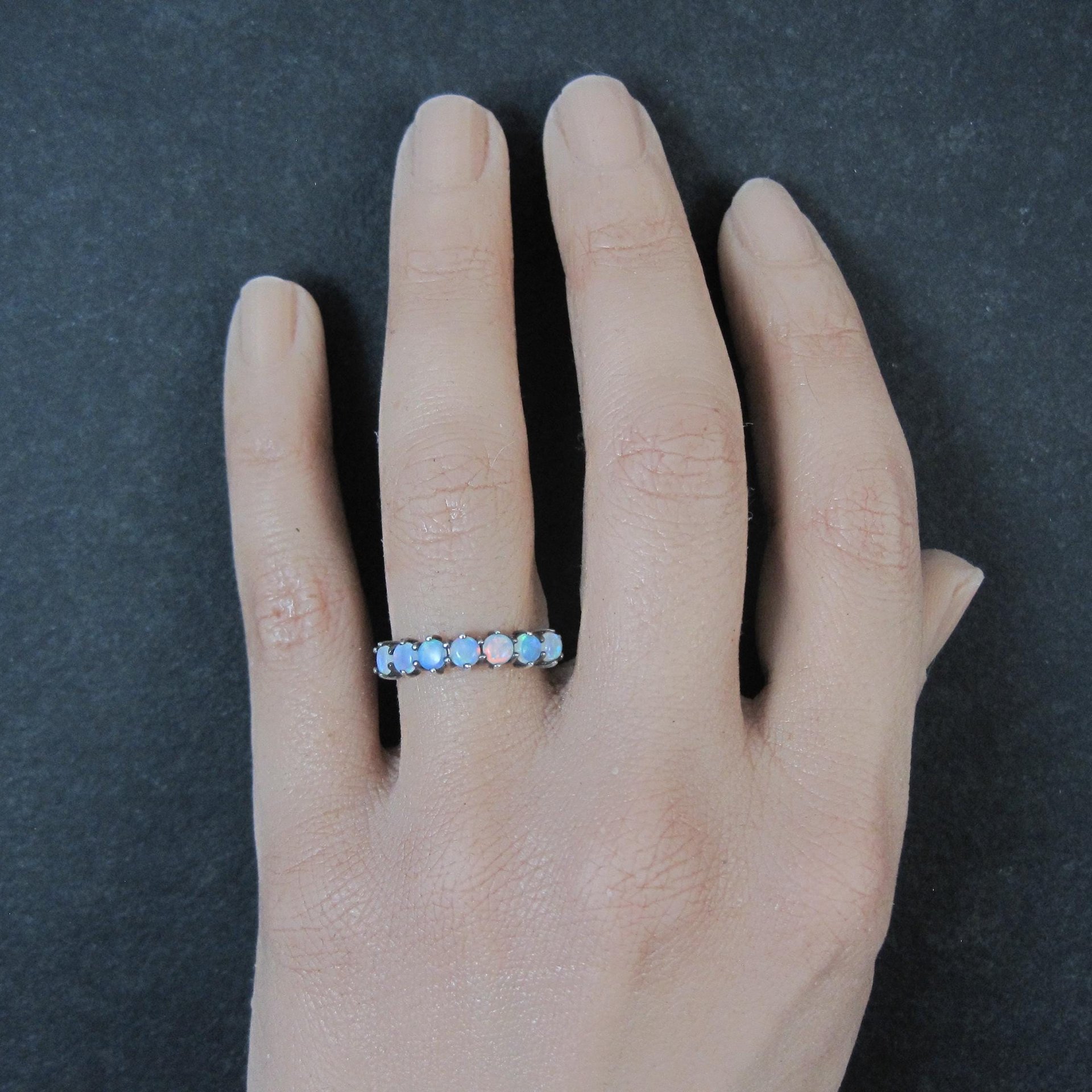 Vintage Sterling Opal Ring Size 5.5 British Silver