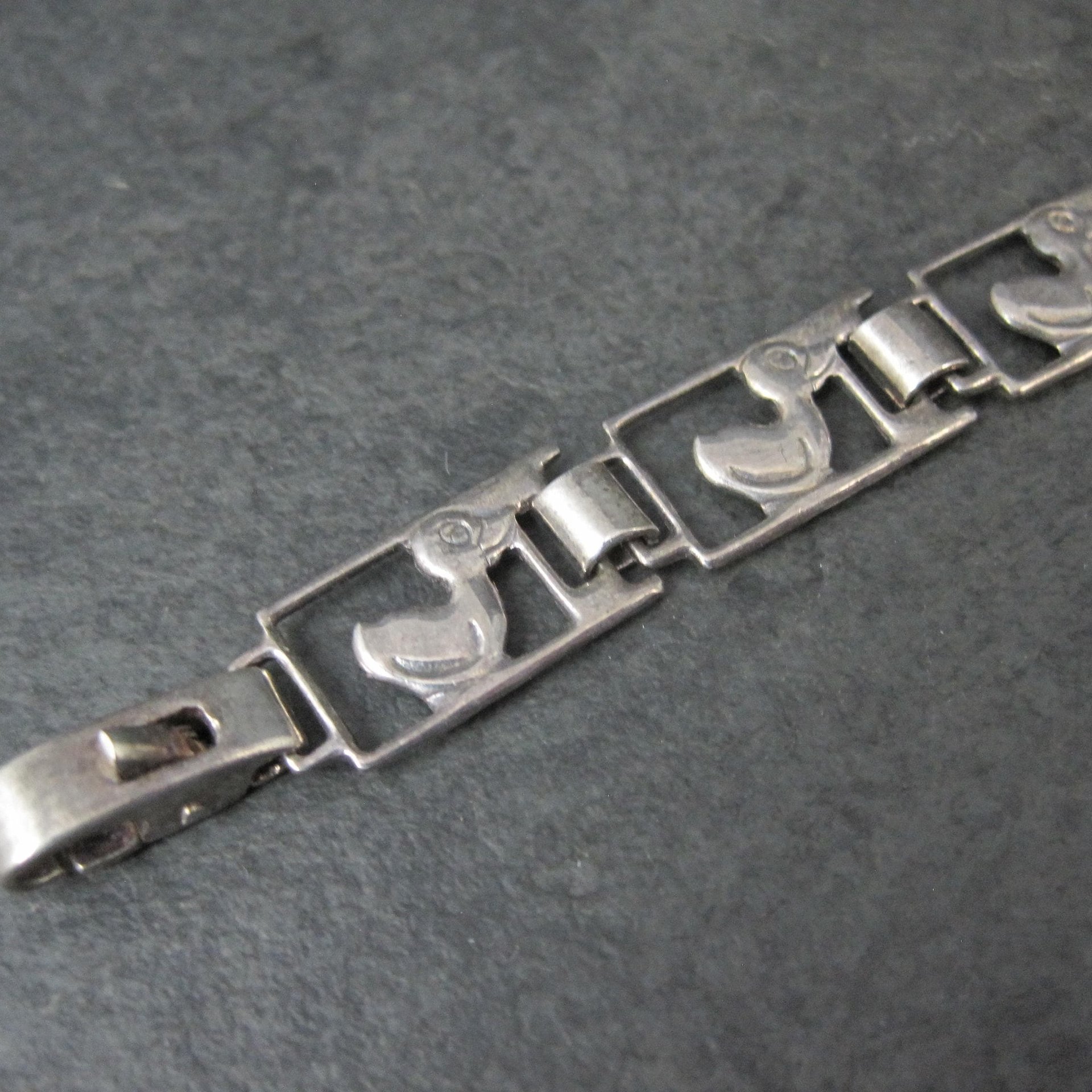 Vintage Sterling Duck Bracelet 7.25" Italian Silver