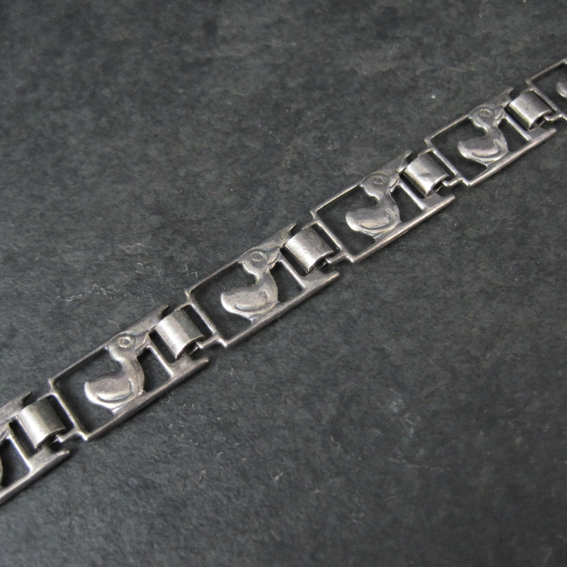 Vintage Sterling Duck Bracelet 7.25" Italian Silver