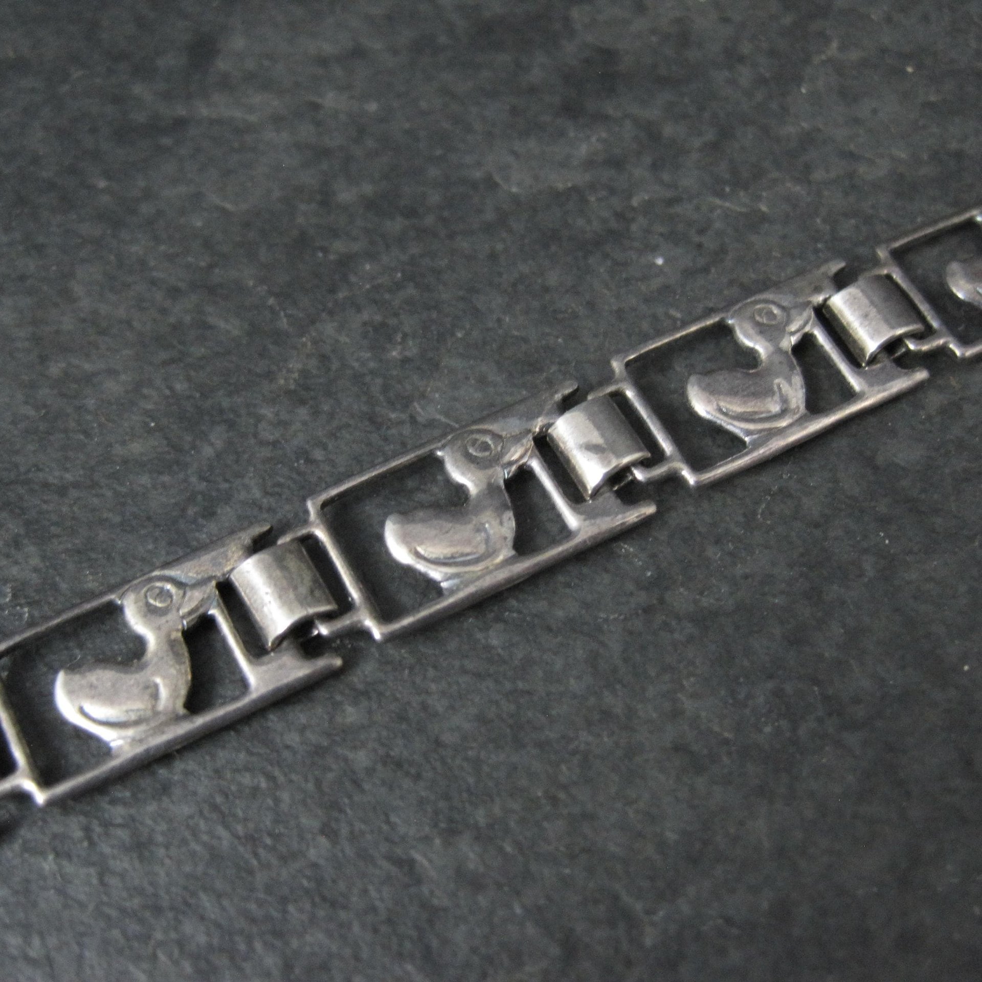Vintage Sterling Duck Bracelet 7.25" Italian Silver