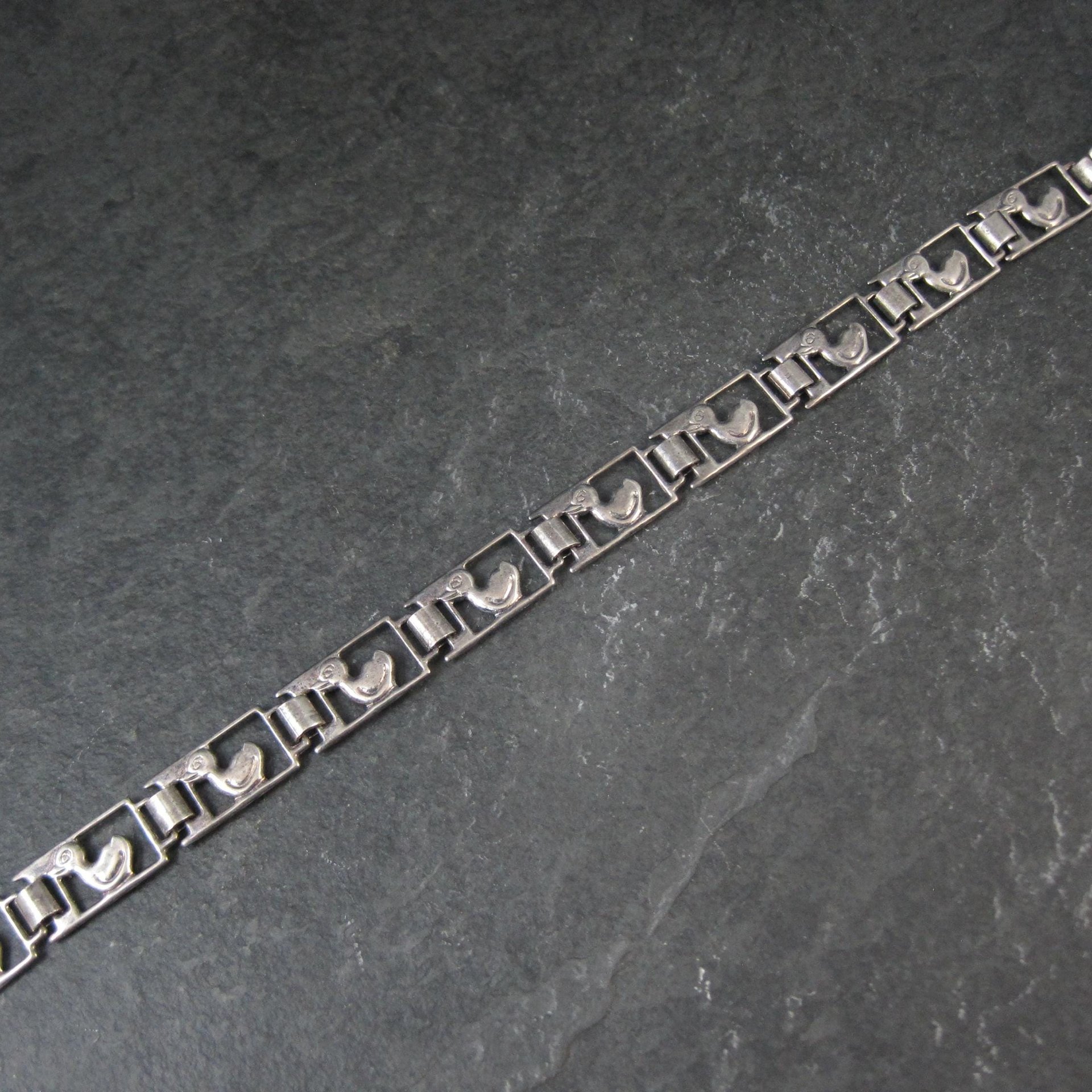 Vintage Sterling Duck Bracelet 7.25" Italian Silver