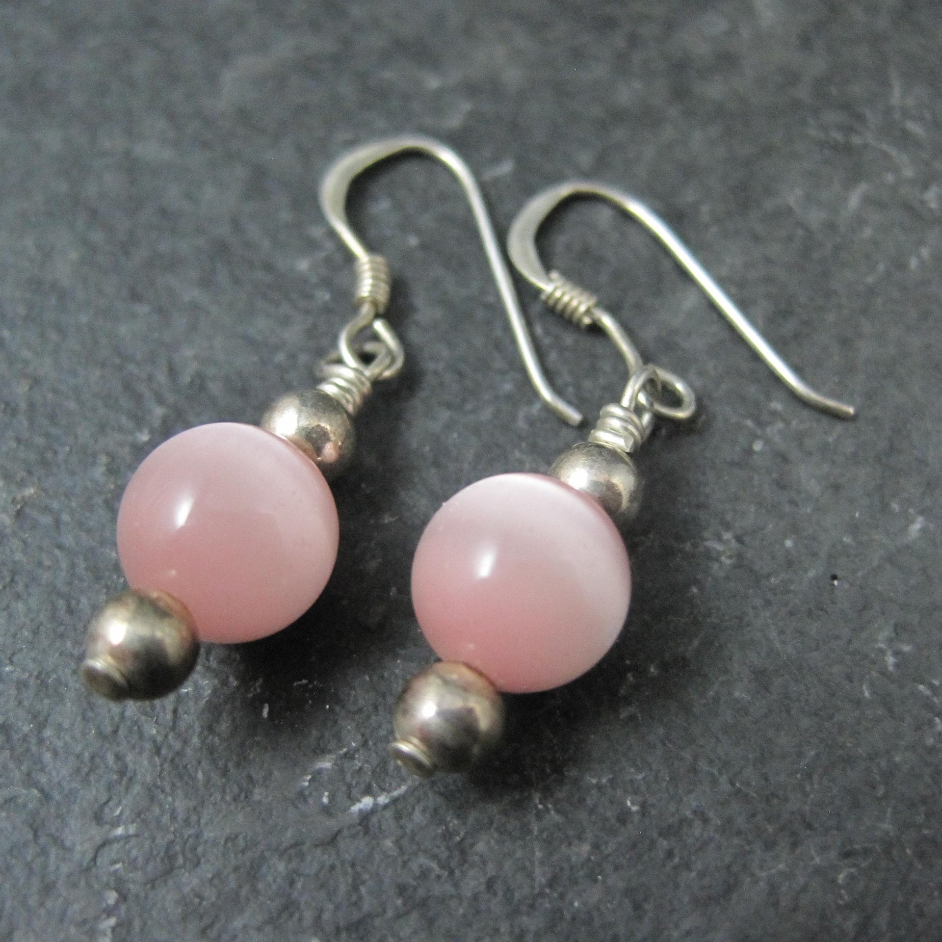 Simple Sterling Pink Cats Eye Earrings