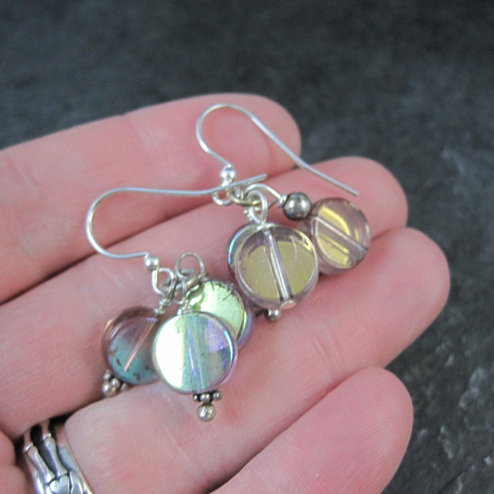 Iridescent Purple Bead Earrings