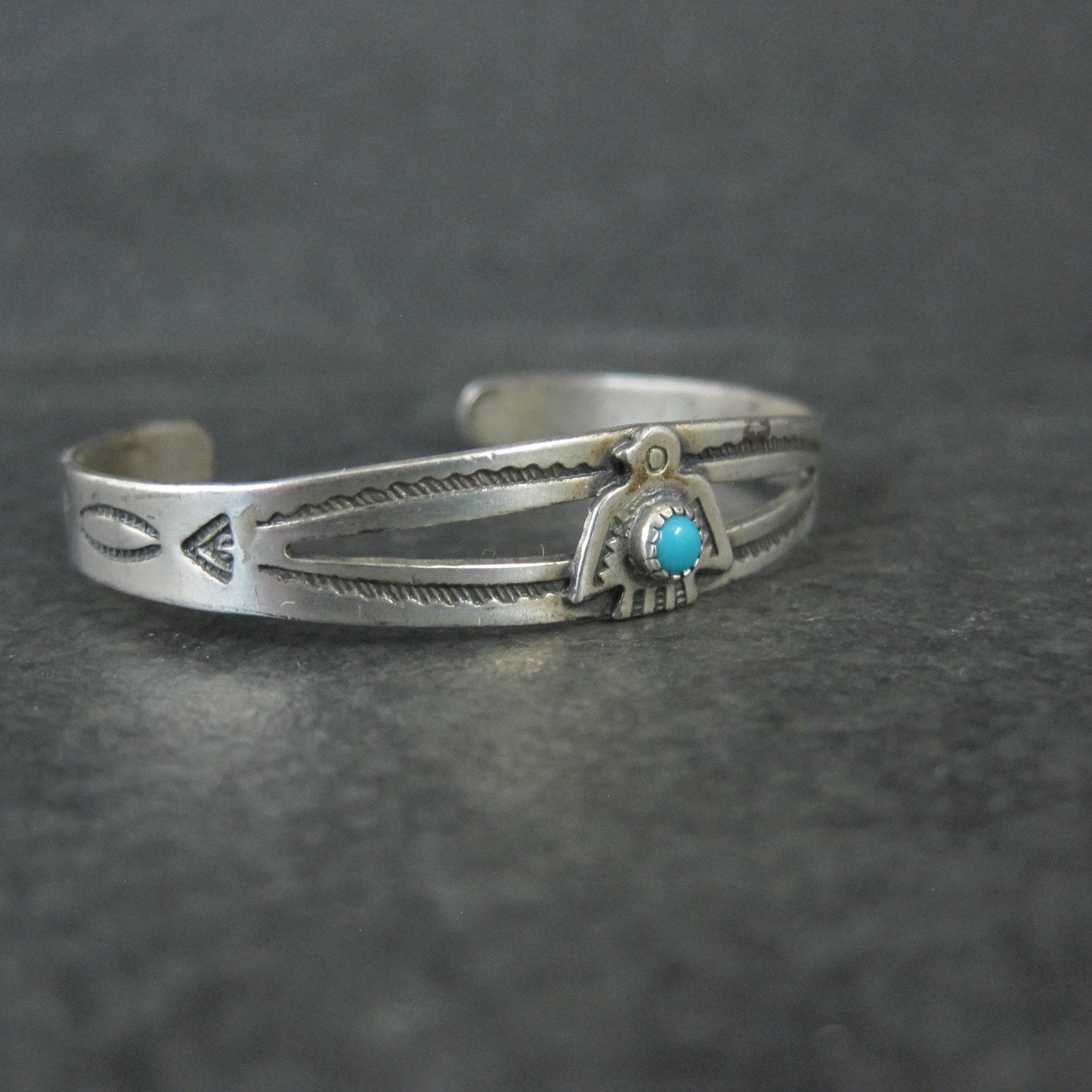 Vintage Sterling Thunderbird Cuff Bracelet Child Sized 4.25"