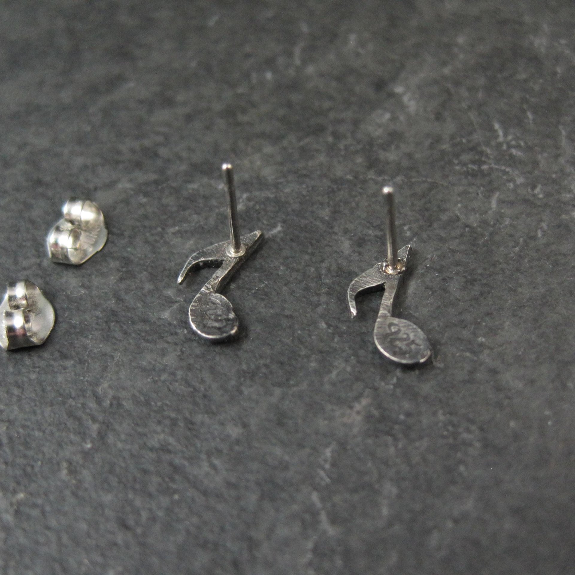 Tiny Sterling Semiquaver Stud Earrings Vintage Music Notes