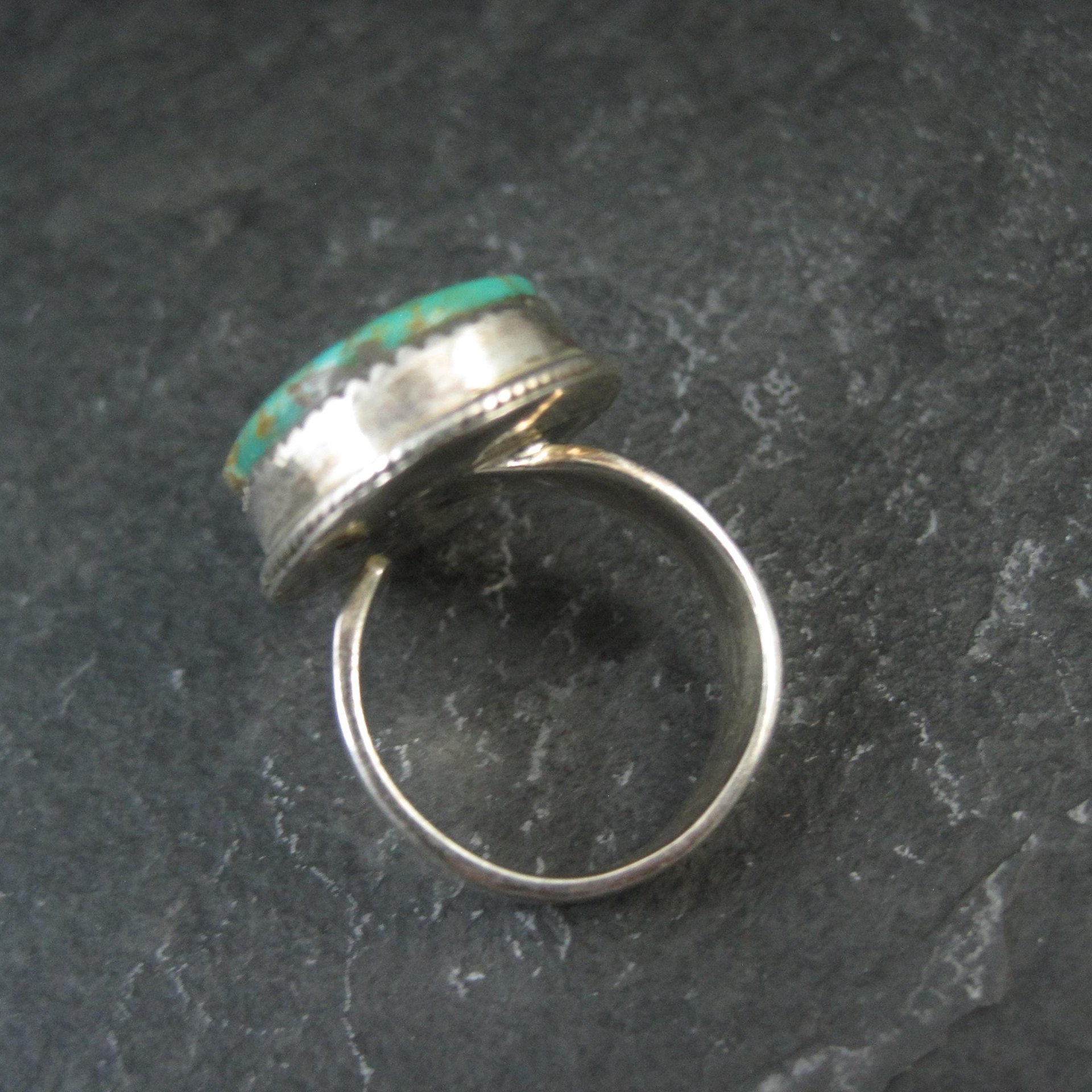 Chunky Sterling Silver Turquoise Ring Size 9 Adjustable