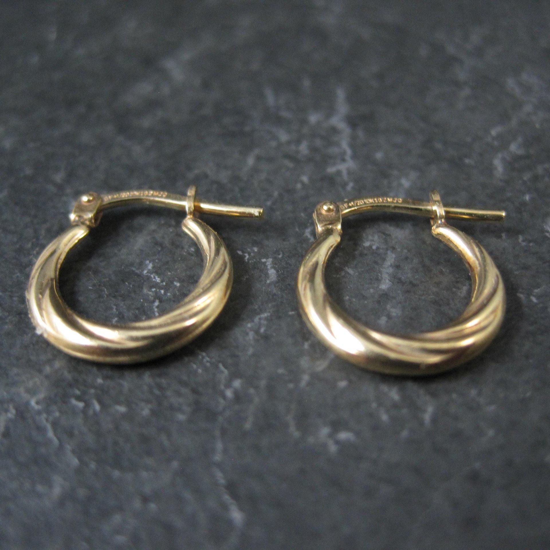 Tiny Gold Hoop Earrings 14mm 10K Gold Filled New Old Stock