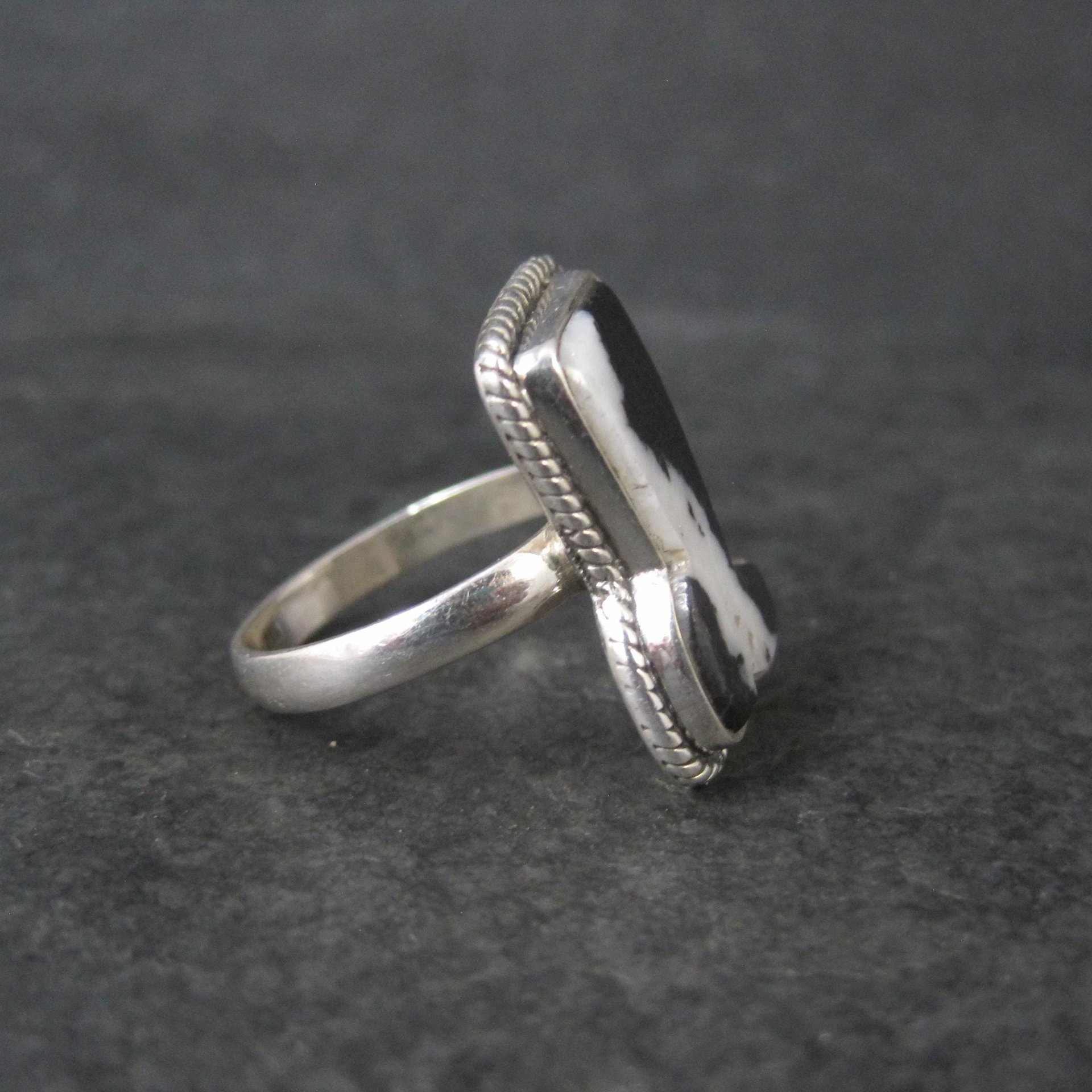 Zebra Jasper Boot Ring in Sterling Silver Size 10 Southwestern