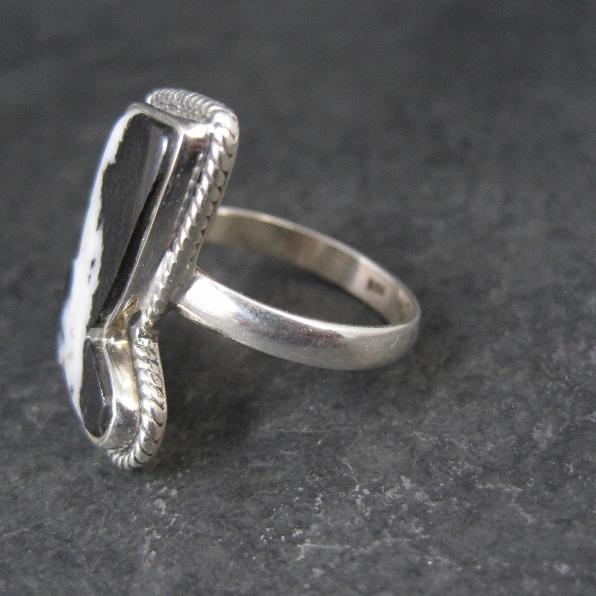 Zebra Jasper Boot Ring in Sterling Silver Size 10 Southwestern