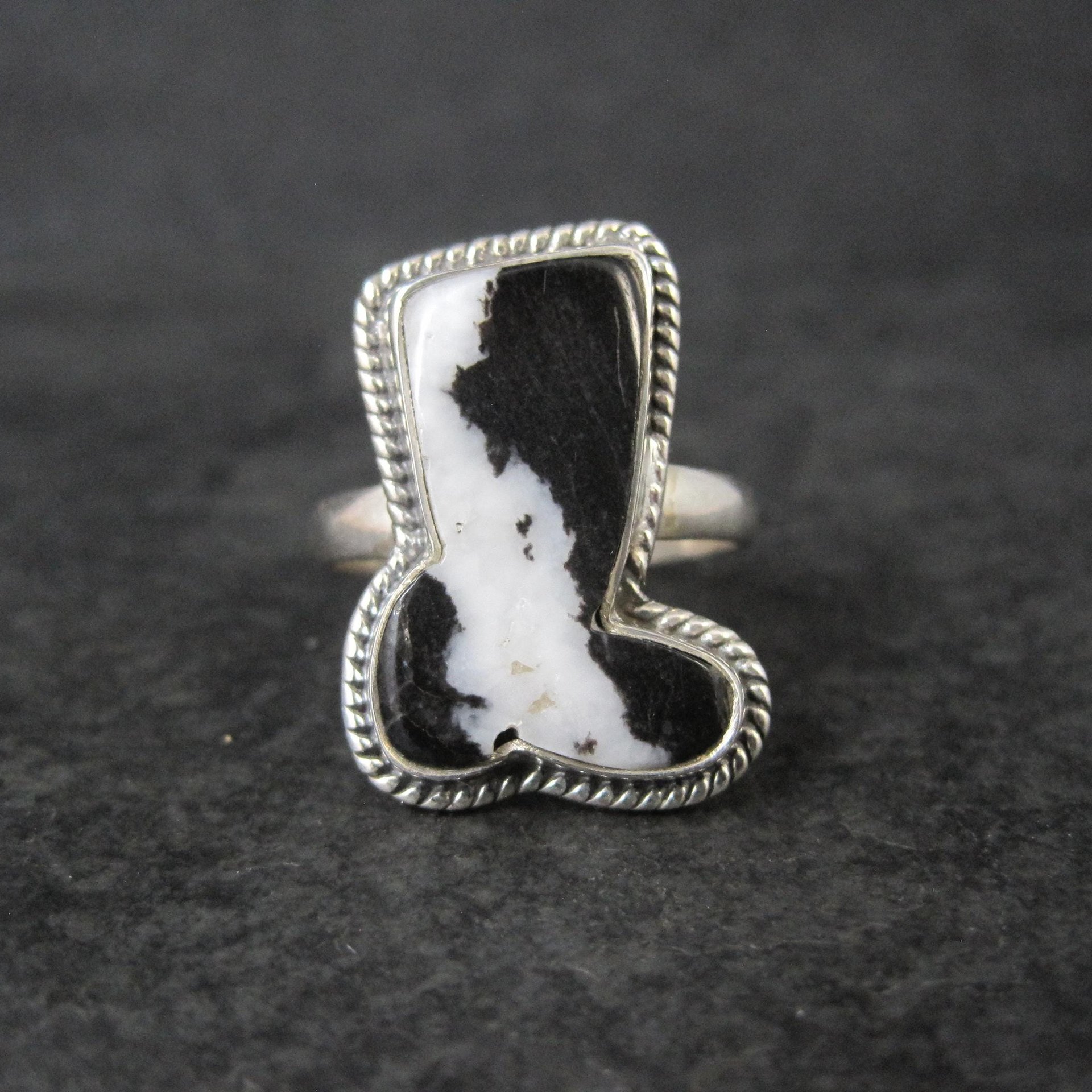 Zebra Jasper Boot Ring in Sterling Silver Size 10 Southwestern