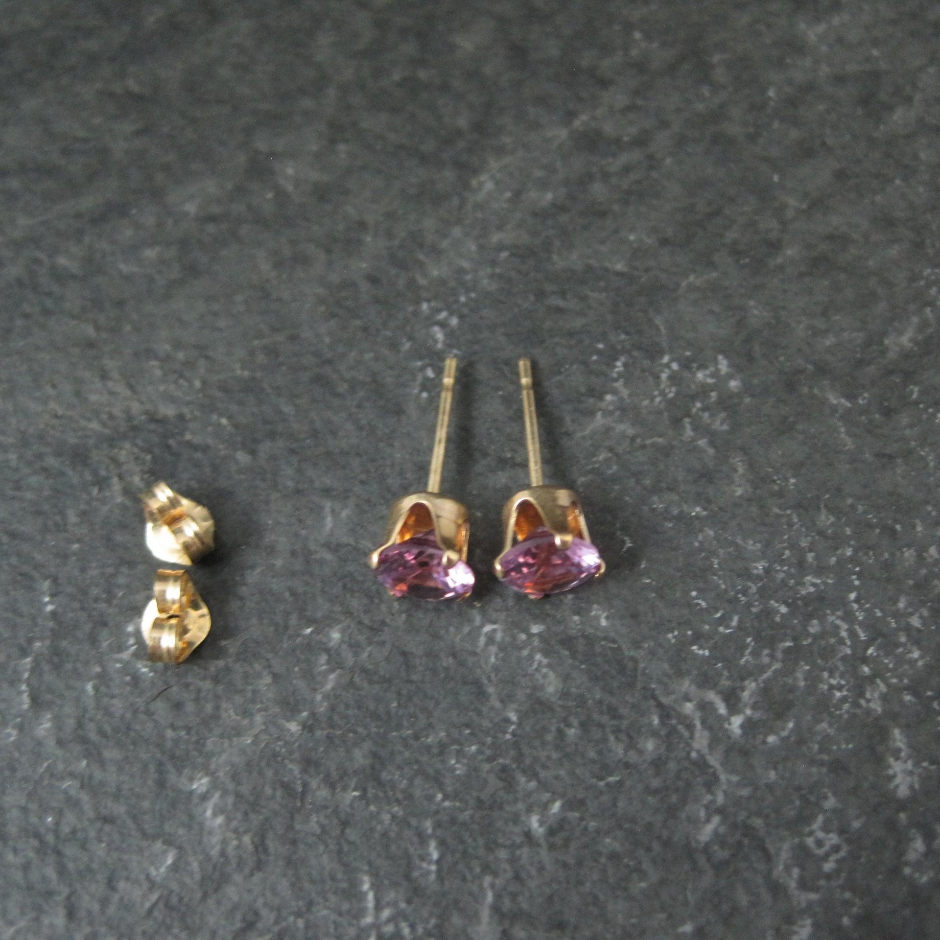 Vintage 5mm Amethyst Stud Earrings 14K Gold Filled New Old Stock
