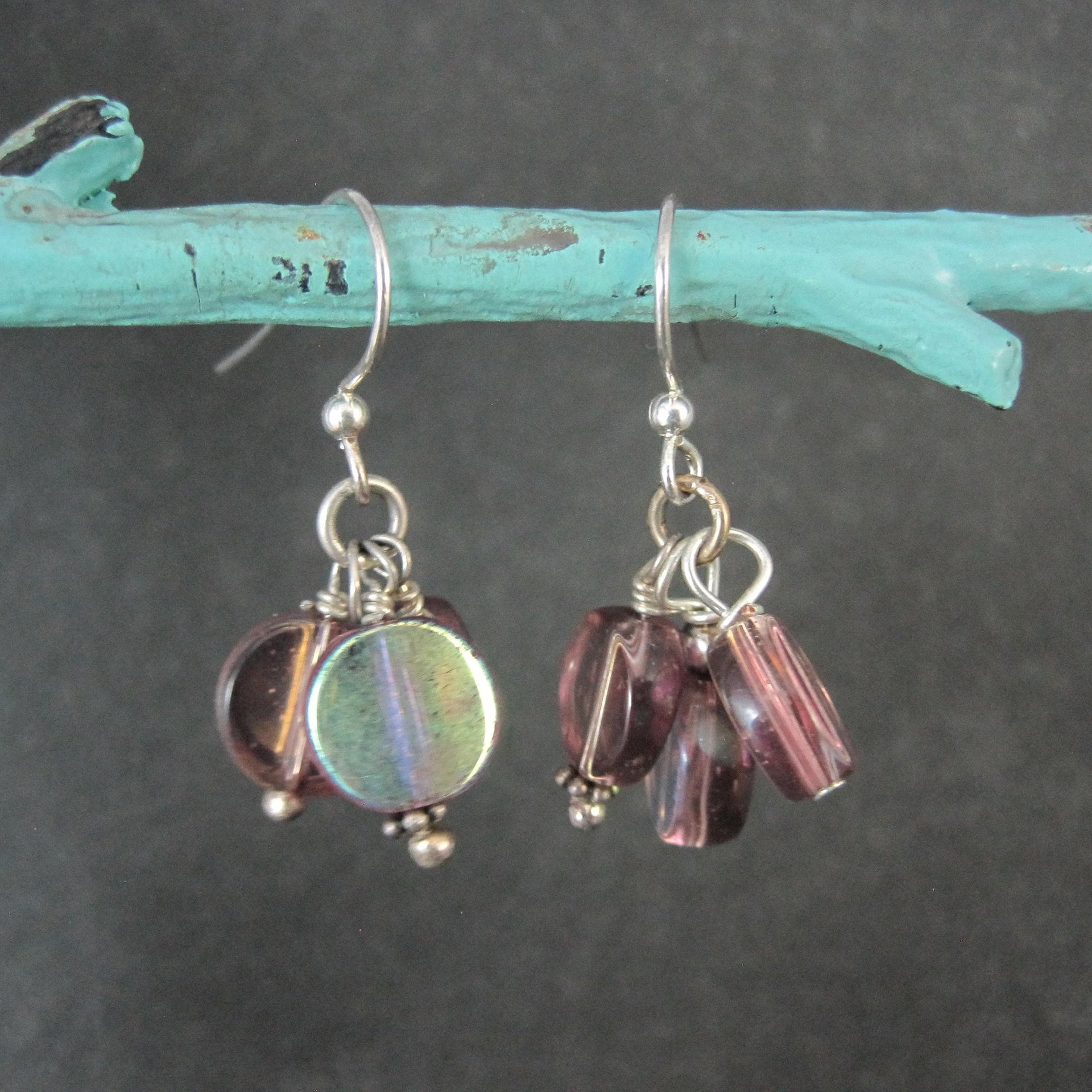 Iridescent Purple Bead Earrings