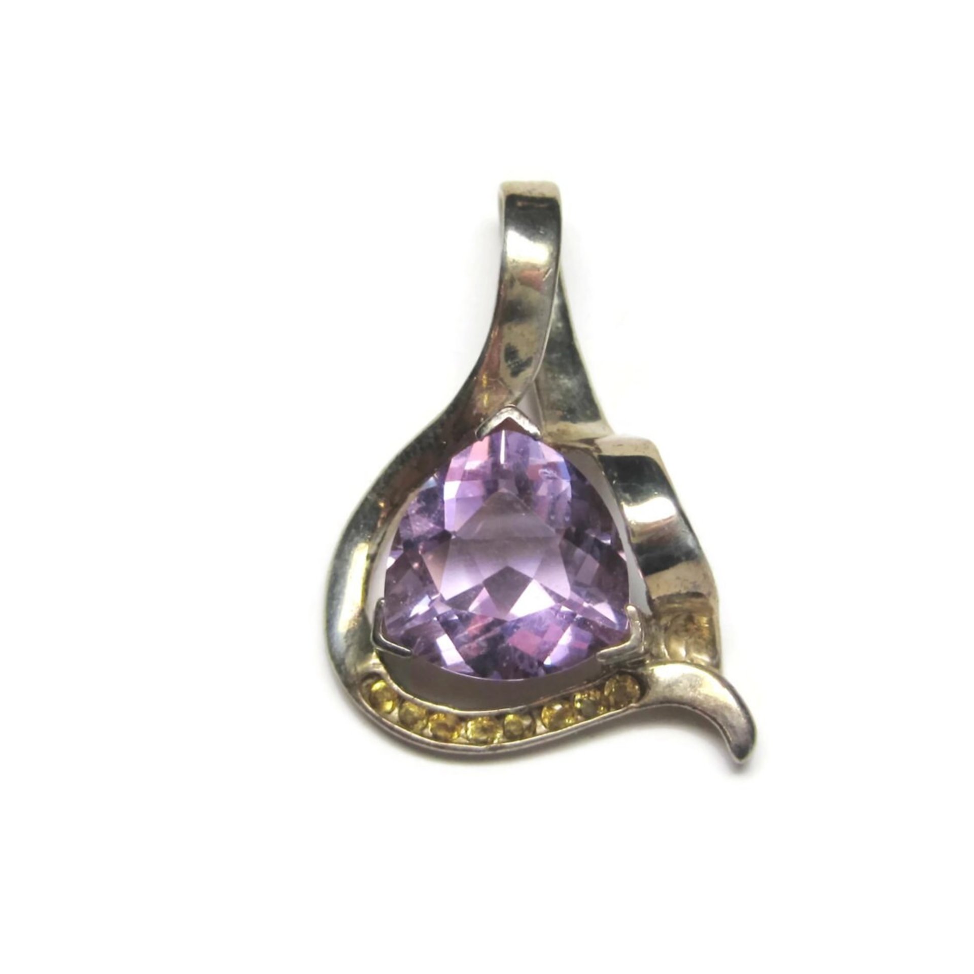 Huge Vintage Sterling Amethyst and Citrine Pendant