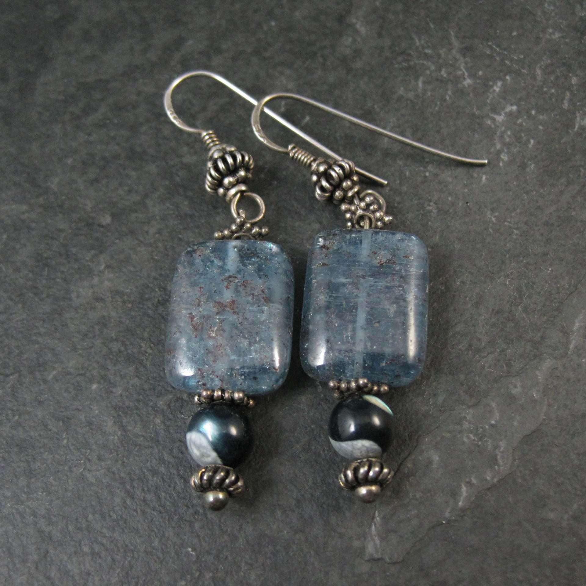 Long Sterling Silver Kyanite Earrings