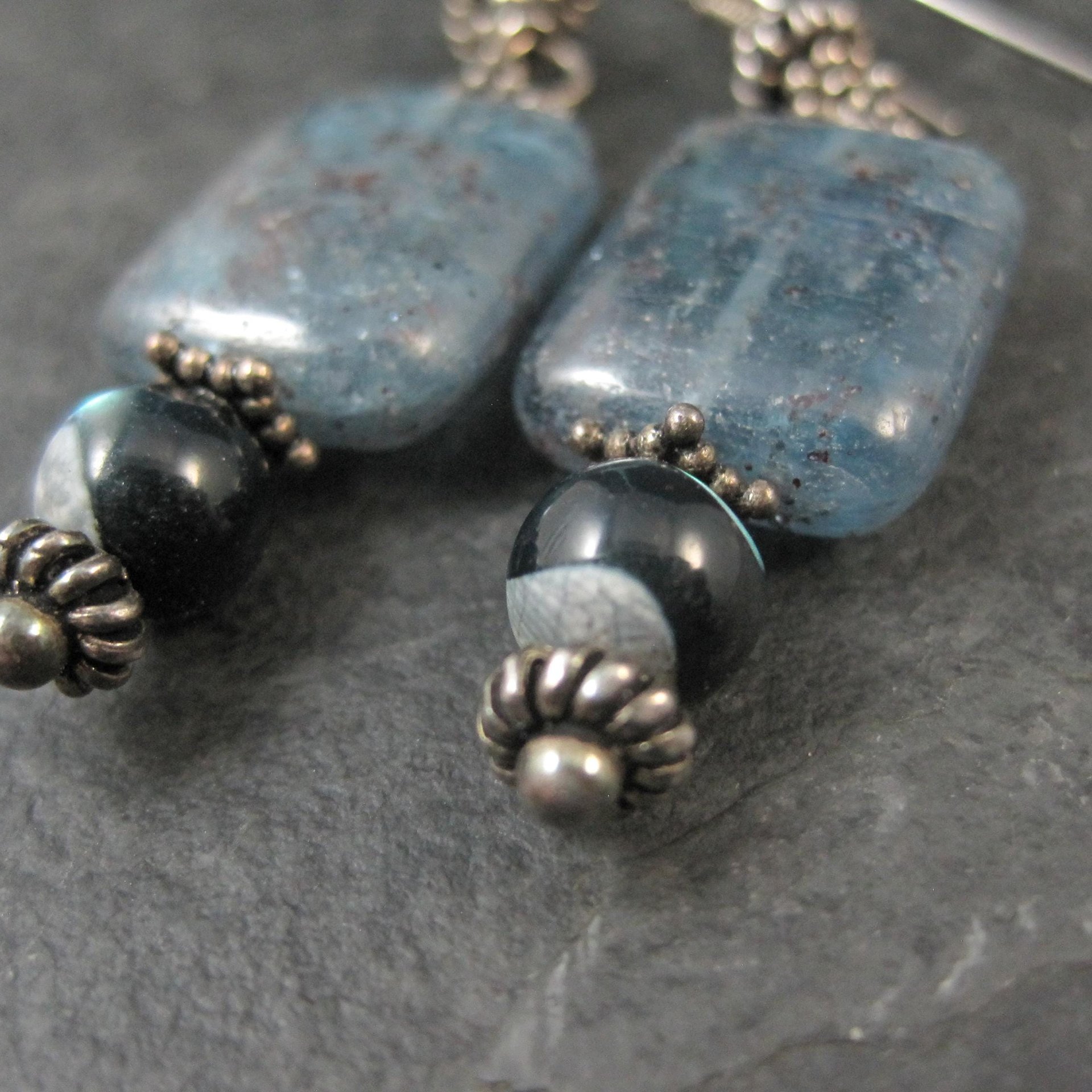 Long Sterling Silver Kyanite Earrings