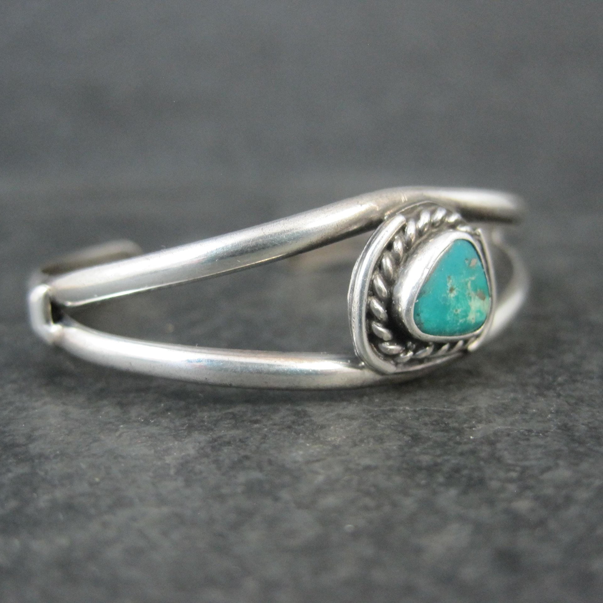 Navajo Child's Turquoise Cuff Bracelet 4.25" Sterling Silver