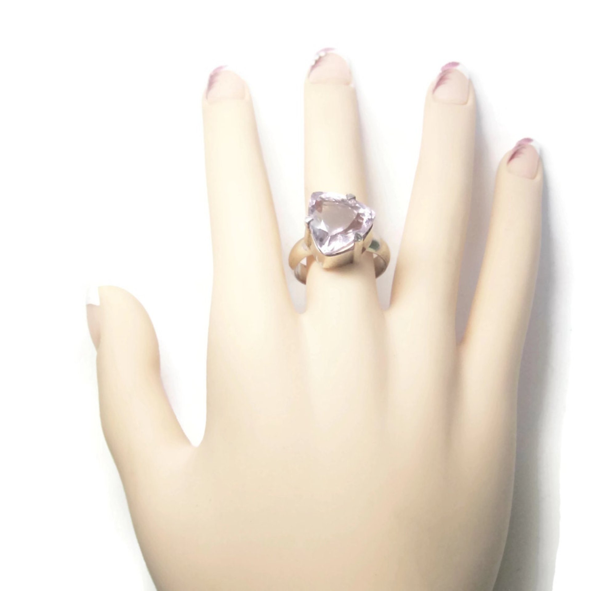 Huge Pink Amethyst Ring Sterling Size 10.5