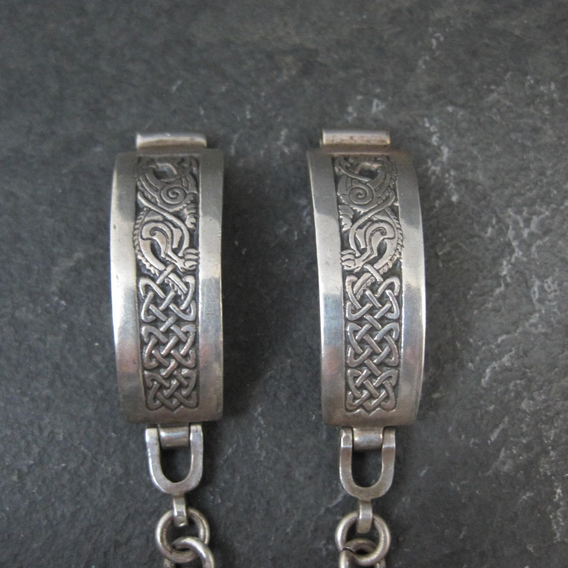Celtic Dragon Toggle Ladies Watch Band Vintage Sterling Silver