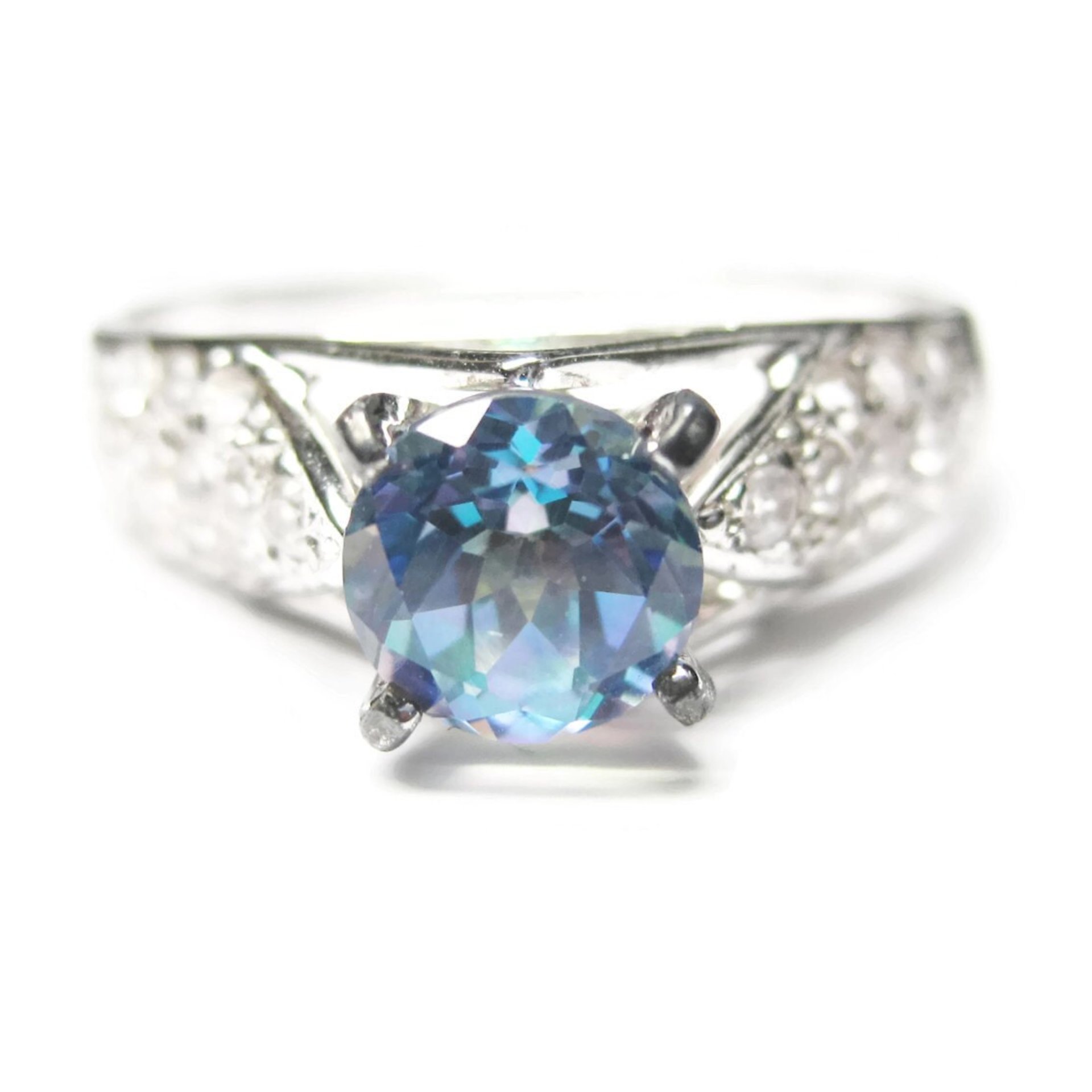 Blue Mystic Topaz Engagement Ring Sz 9