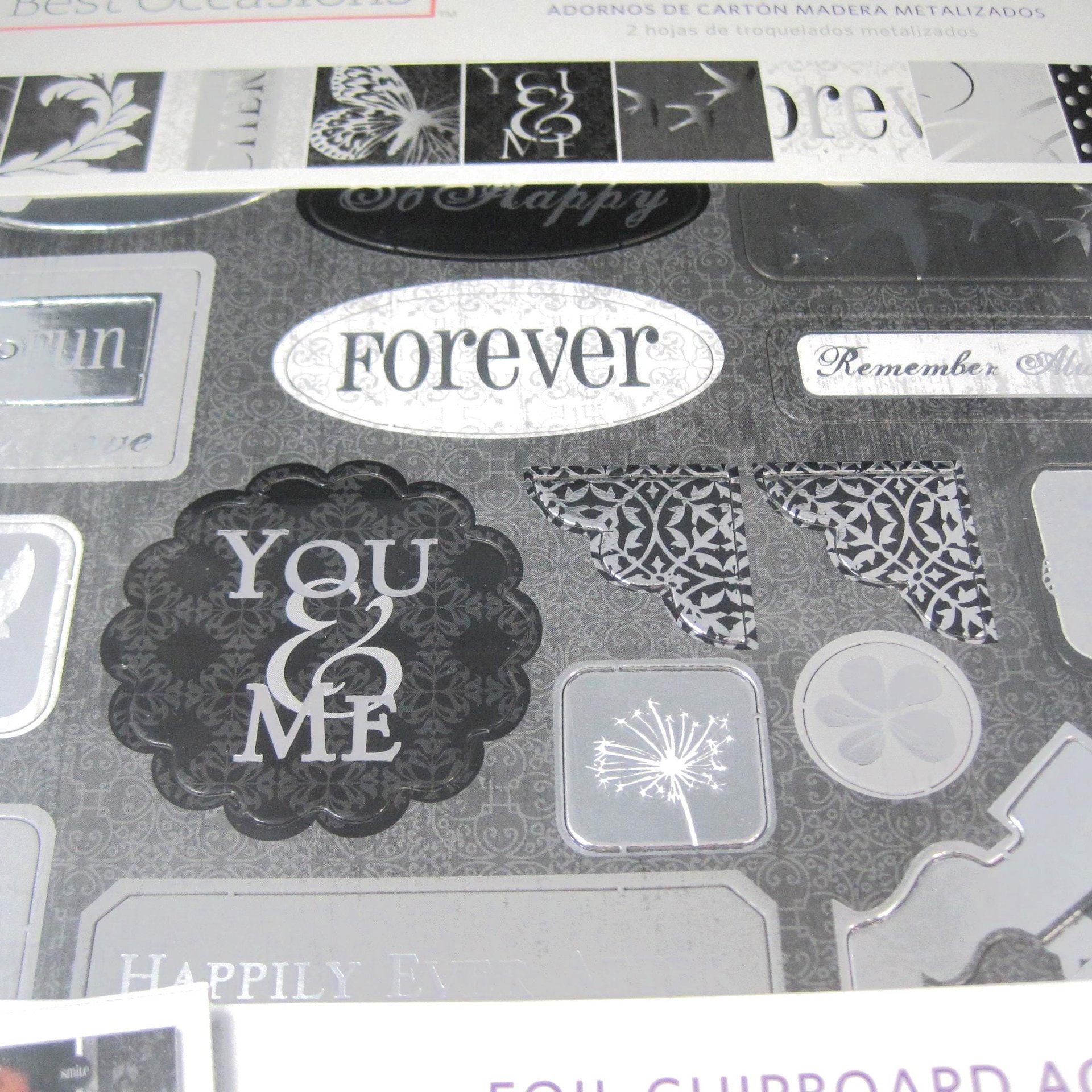Black Silver White Wedding Foil Chipboard Accents Scrapbooking