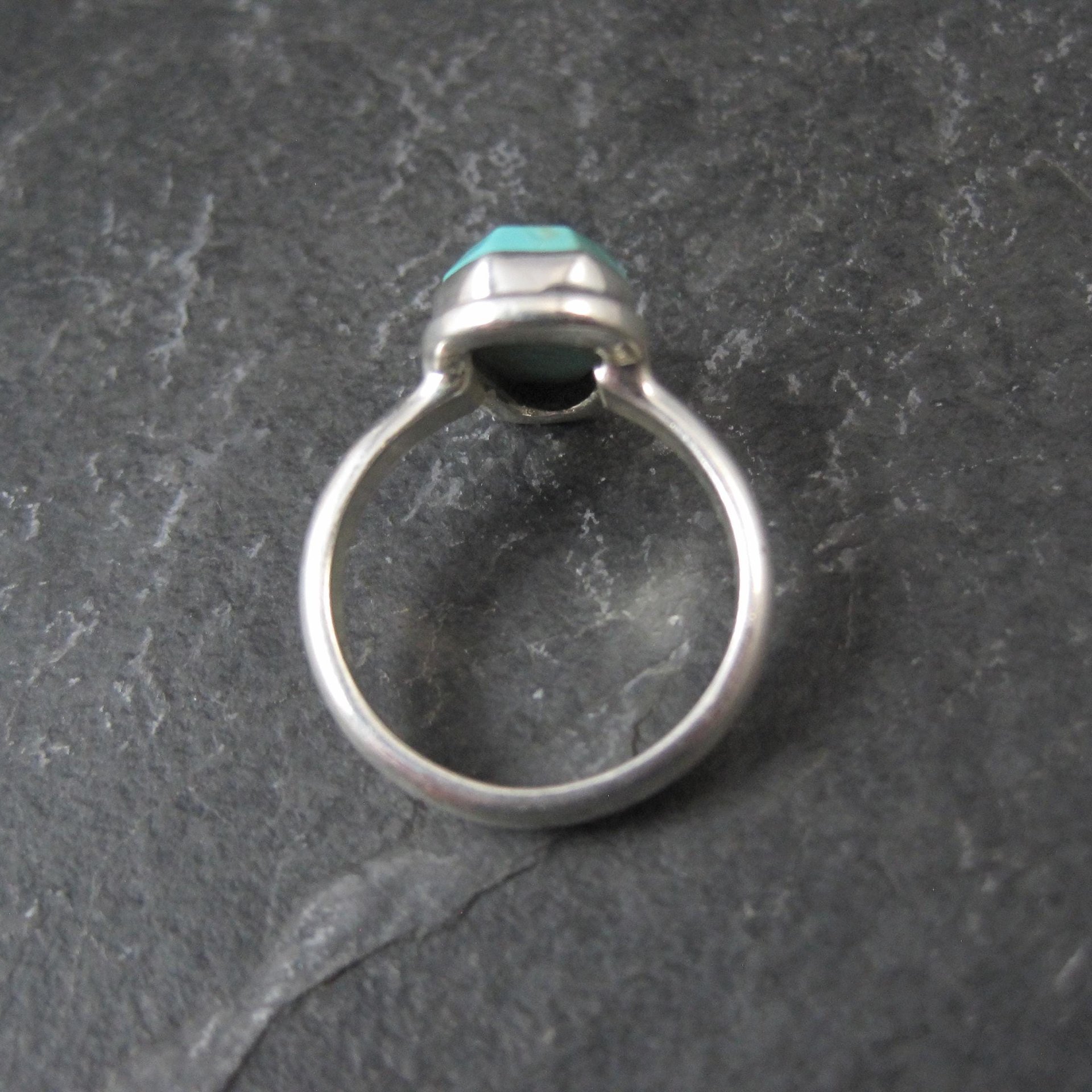 Turquoise Coffin Ring Sterling Silver Size 6.5