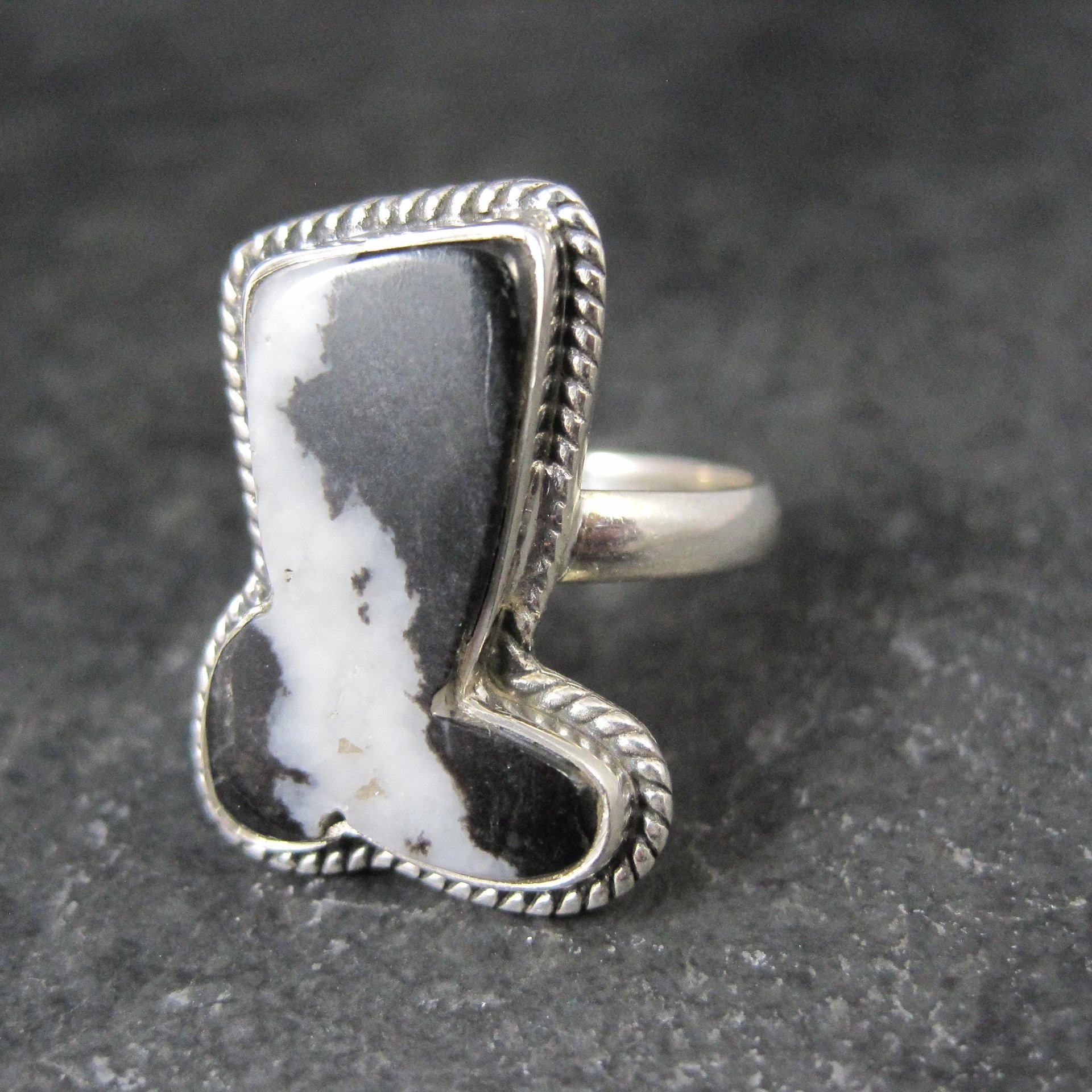 Zebra Jasper Boot Ring in Sterling Silver Size 10 Southwestern