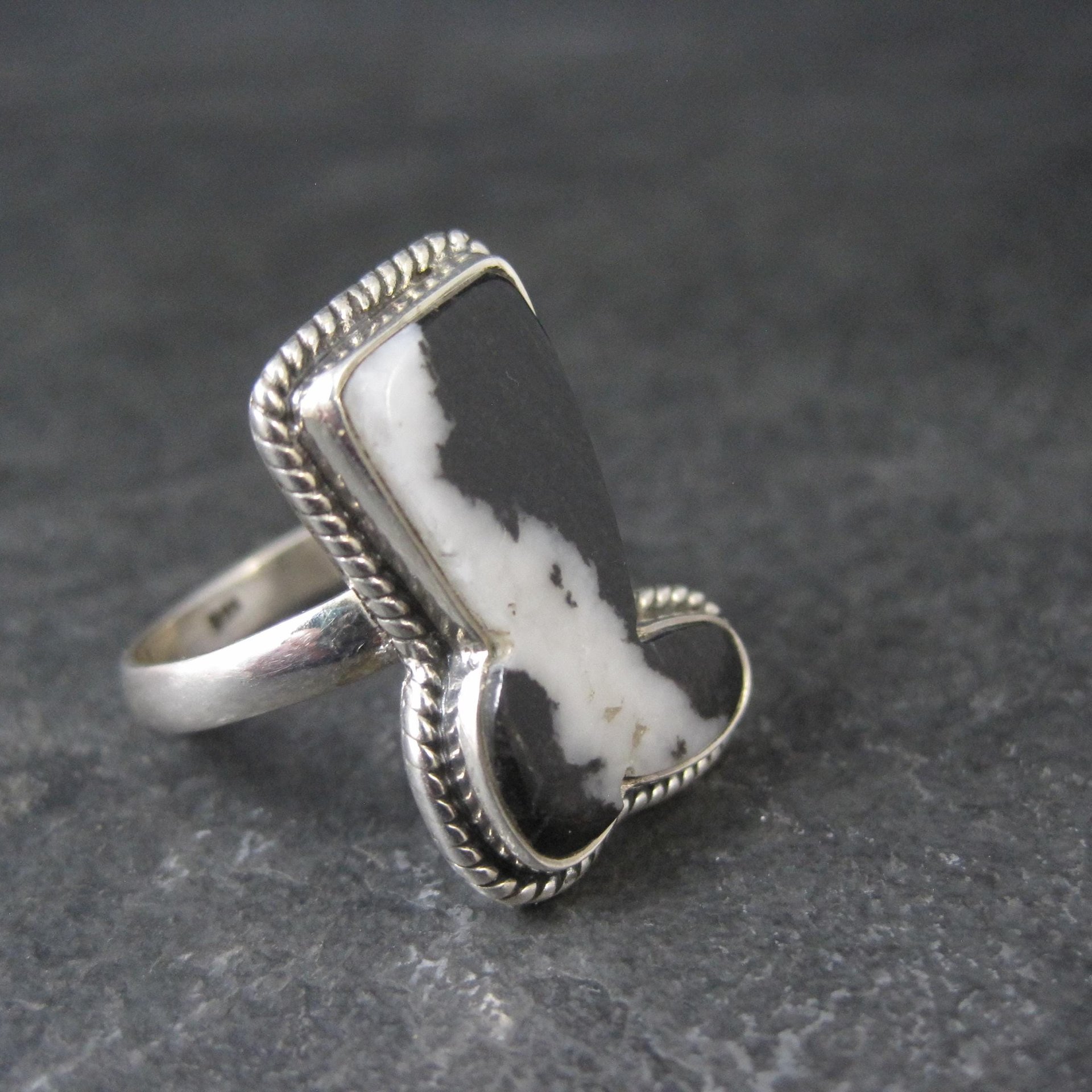 Zebra Jasper Boot Ring in Sterling Silver Size 10 Southwestern