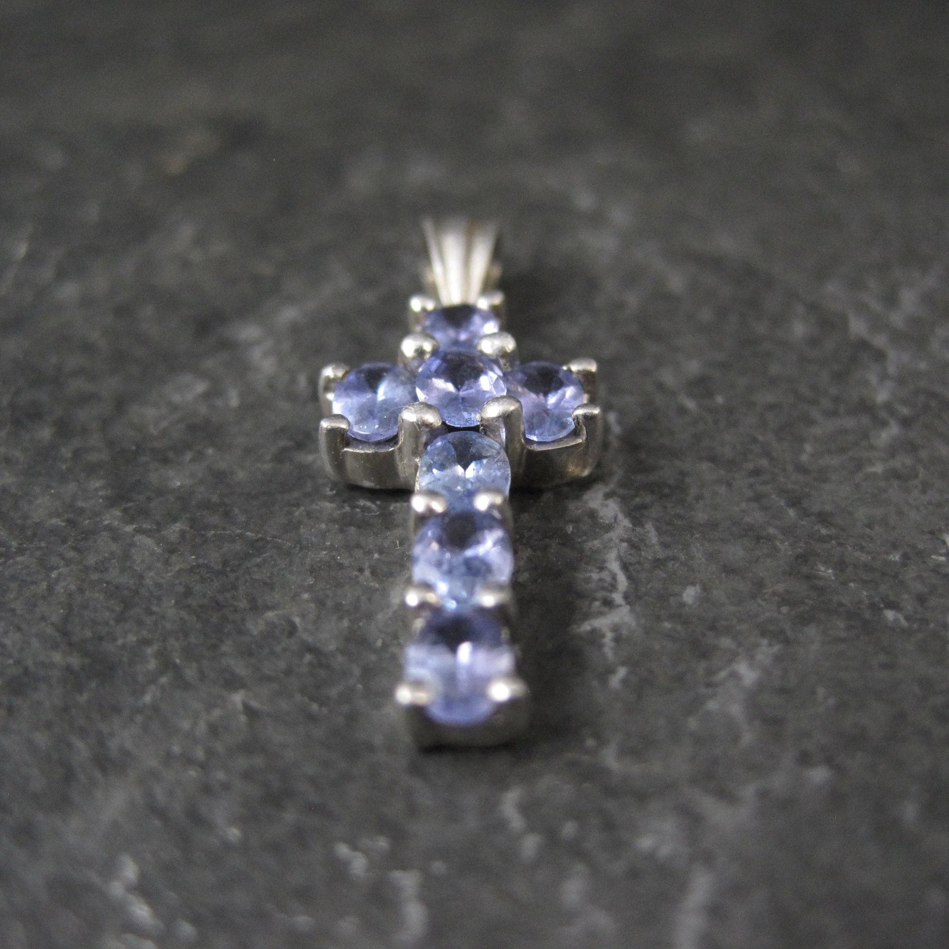 Small Sterling Tanzanite Cross Pendant