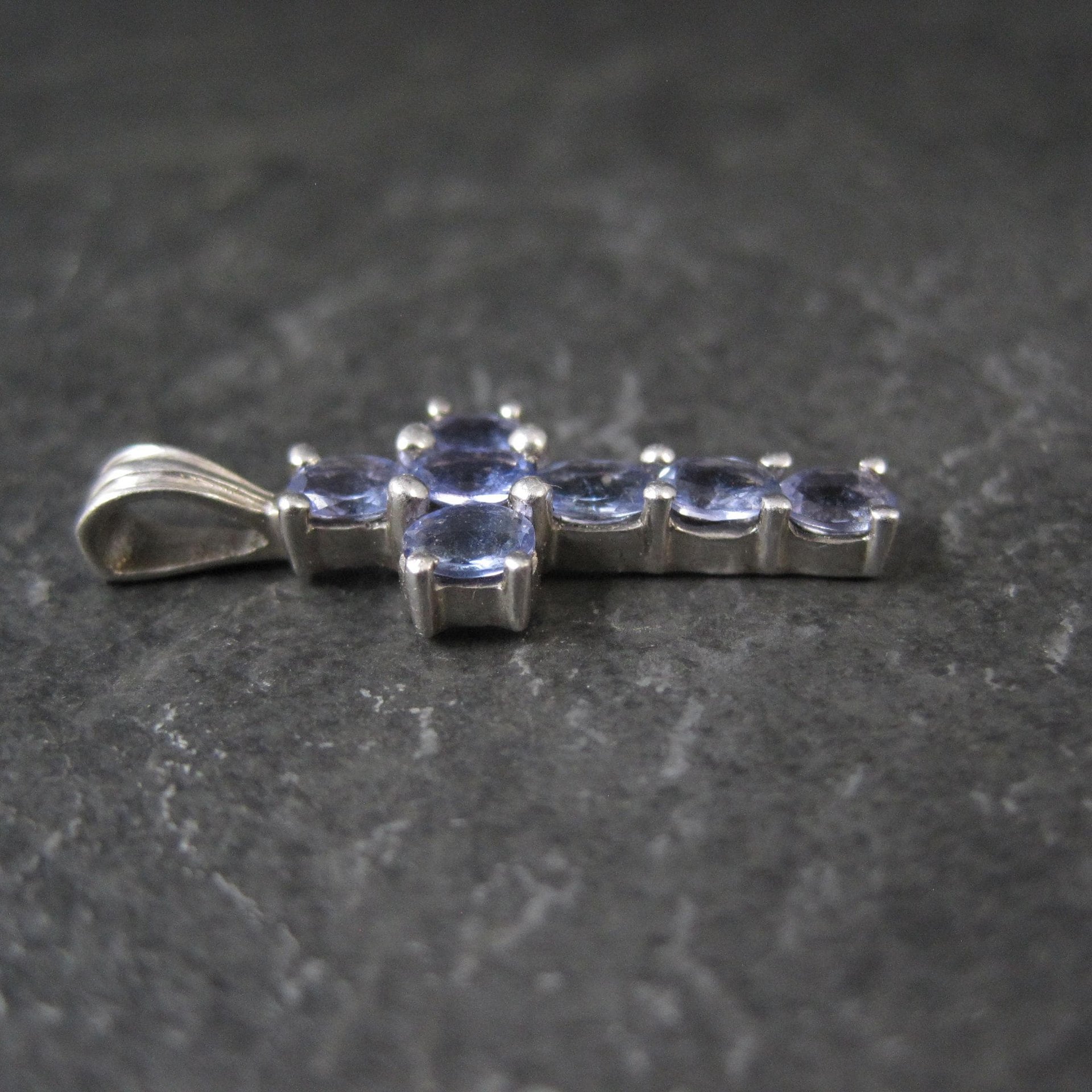 Small Sterling Tanzanite Cross Pendant