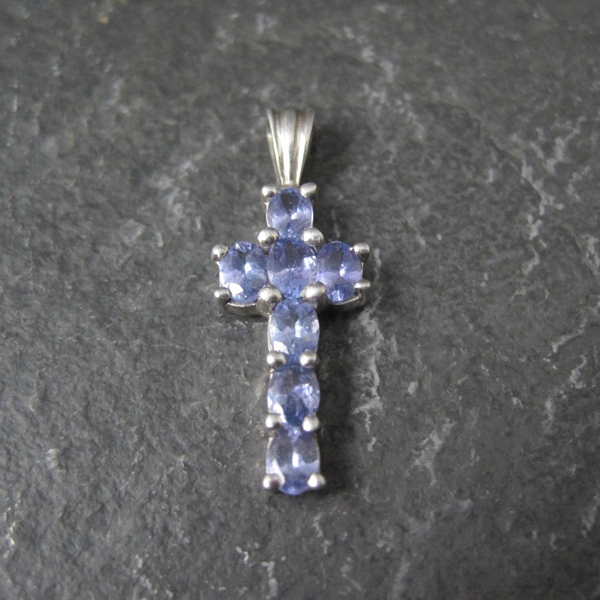 Small Sterling Tanzanite Cross Pendant