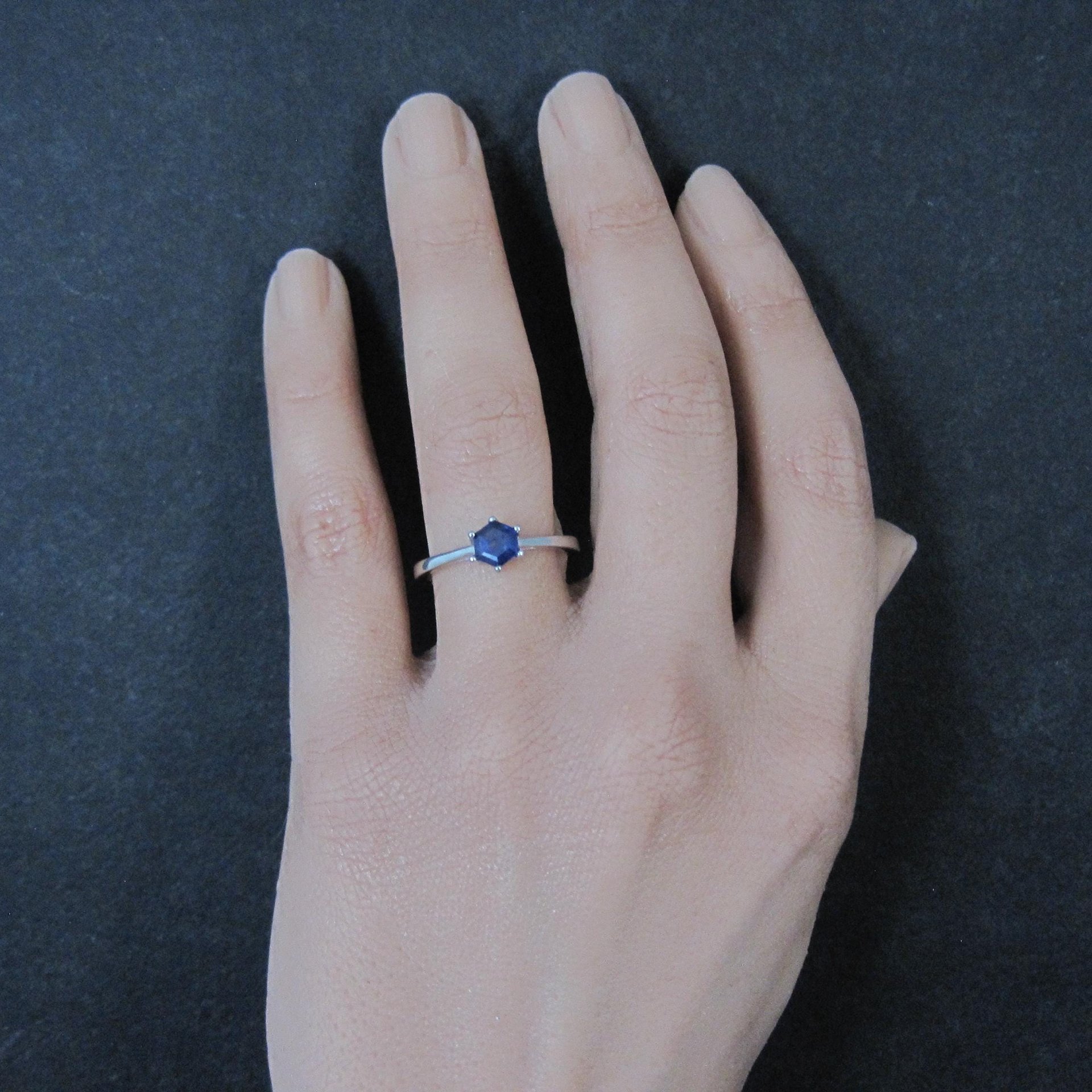 Estate Sterling Sapphire Solitaire Ring Size 8