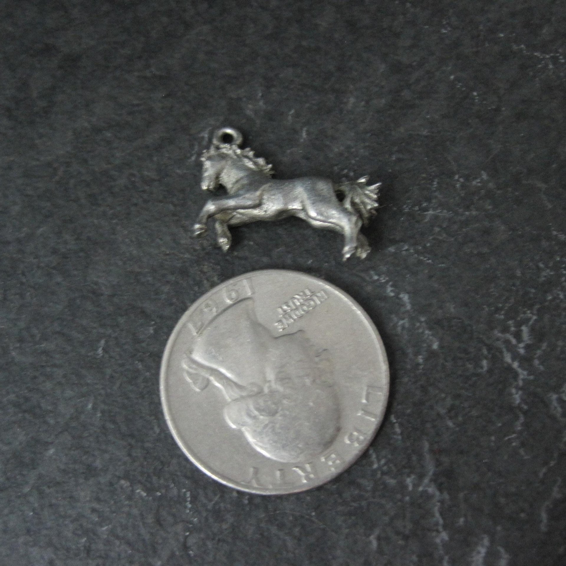 Tiny Pewter Rearing Horse Charm