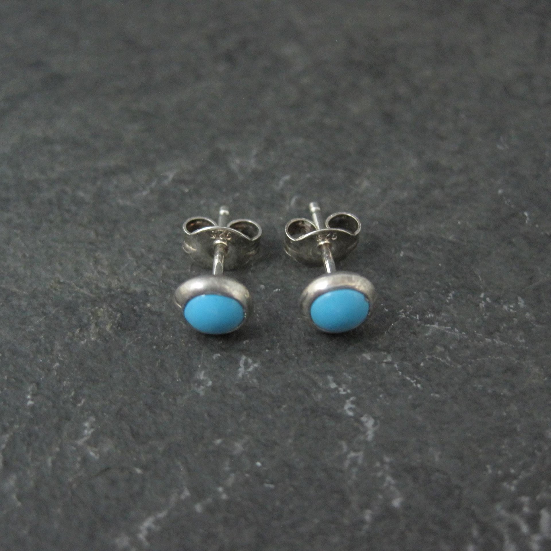 Vintage Sterling Turquoise Stud Earrings 6mm