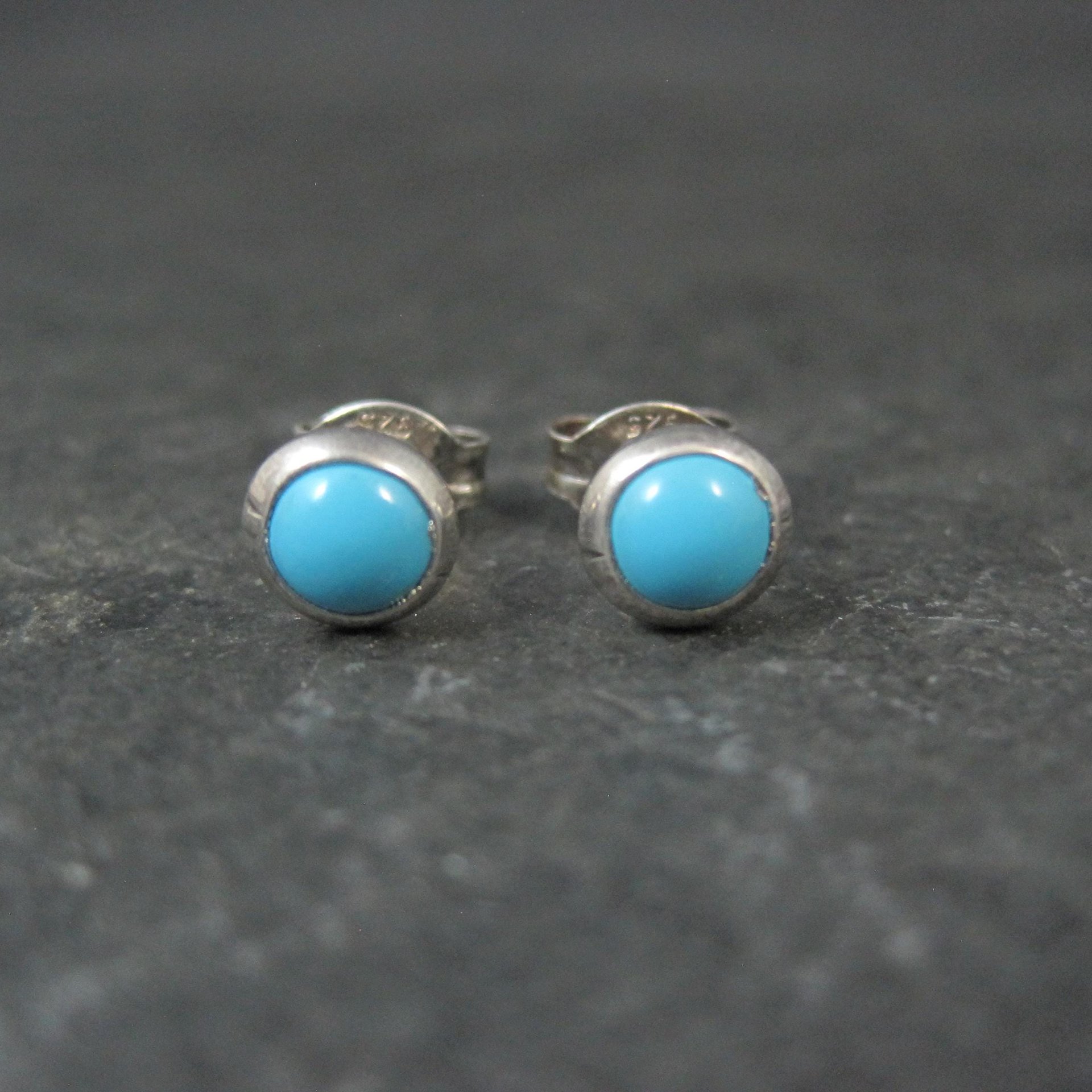 Vintage Sterling Turquoise Stud Earrings 6mm